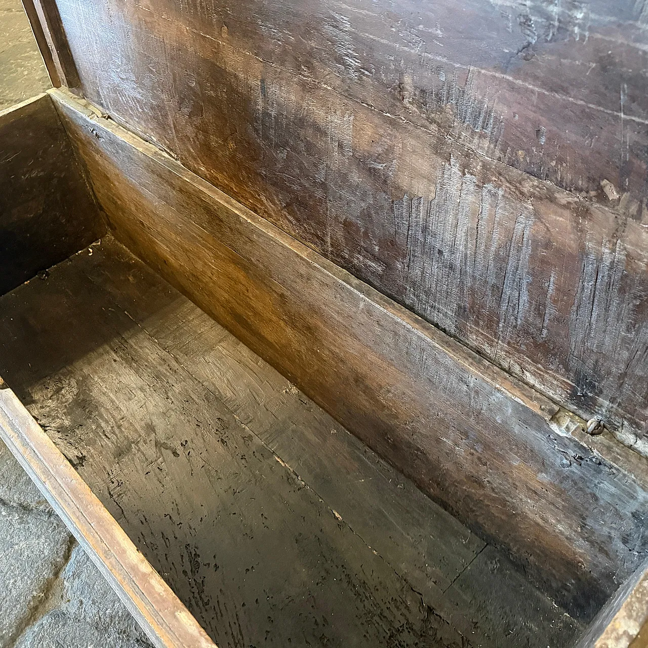 Cassapanca per coperte in legno dipinto a mano, '800 4
