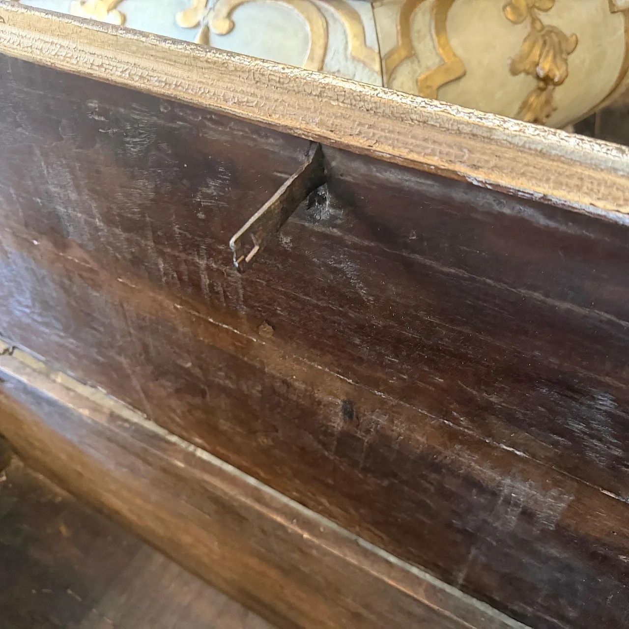 Cassapanca per coperte in legno dipinto a mano, '800 5