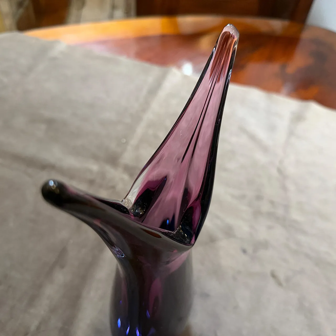 Purple and blue Sommerso Murano glass vase by Flavio Poli, 1970s 6