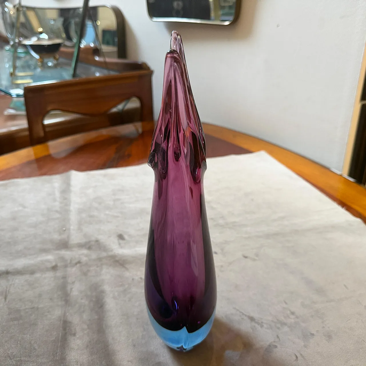 Purple and blue Sommerso Murano glass vase by Flavio Poli, 1970s 7