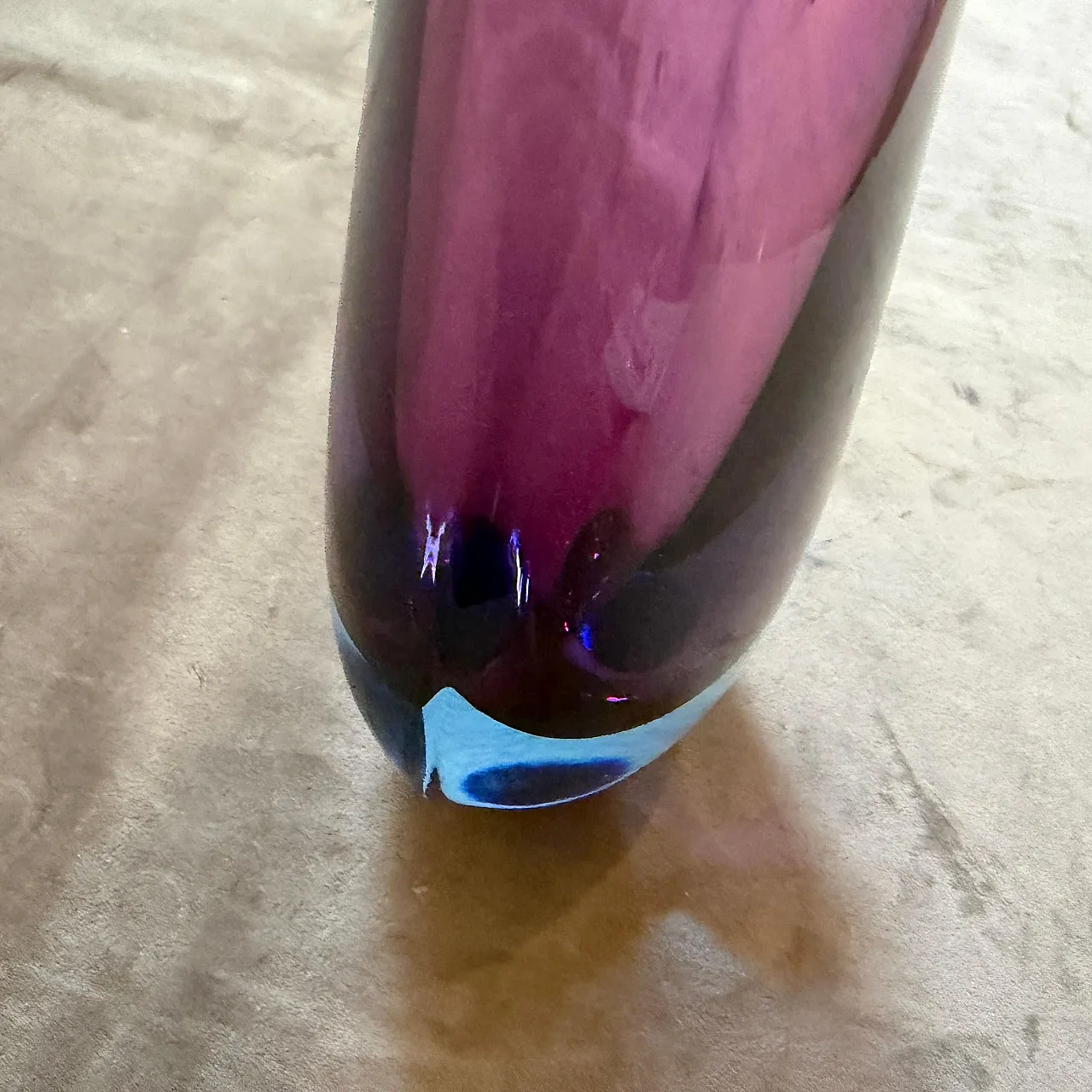 Purple and blue Sommerso Murano glass vase by Flavio Poli, 1970s 8