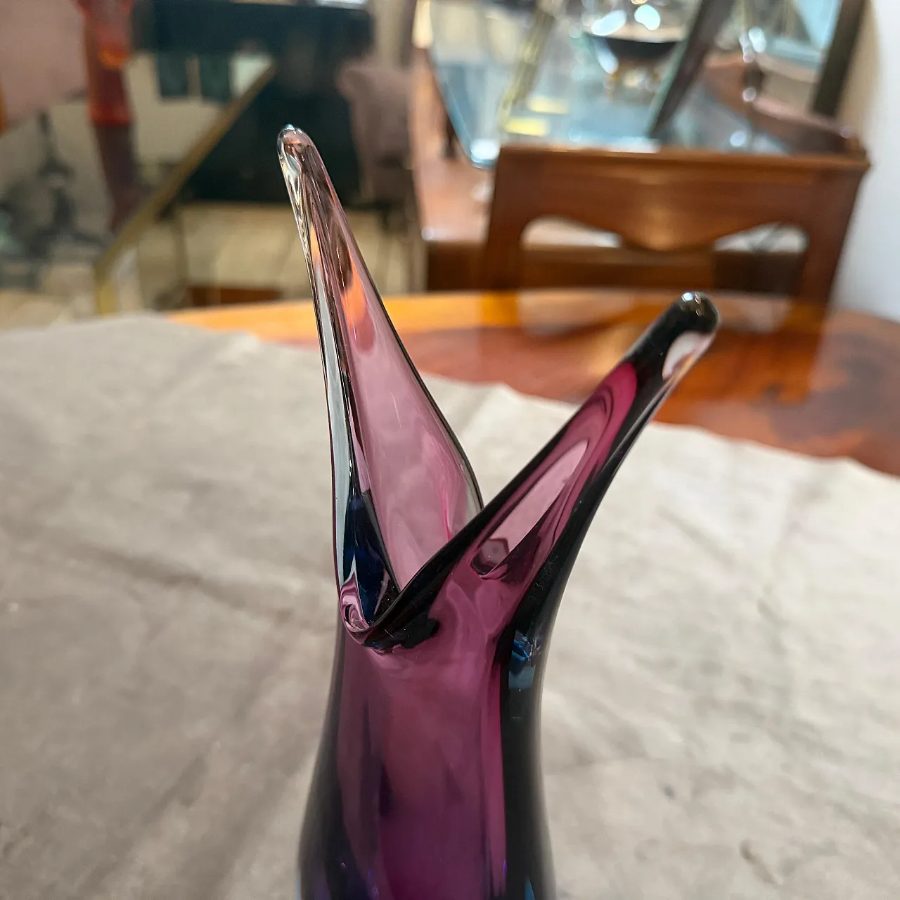 Purple and blue Sommerso Murano glass vase by Flavio Poli, 1970s 9