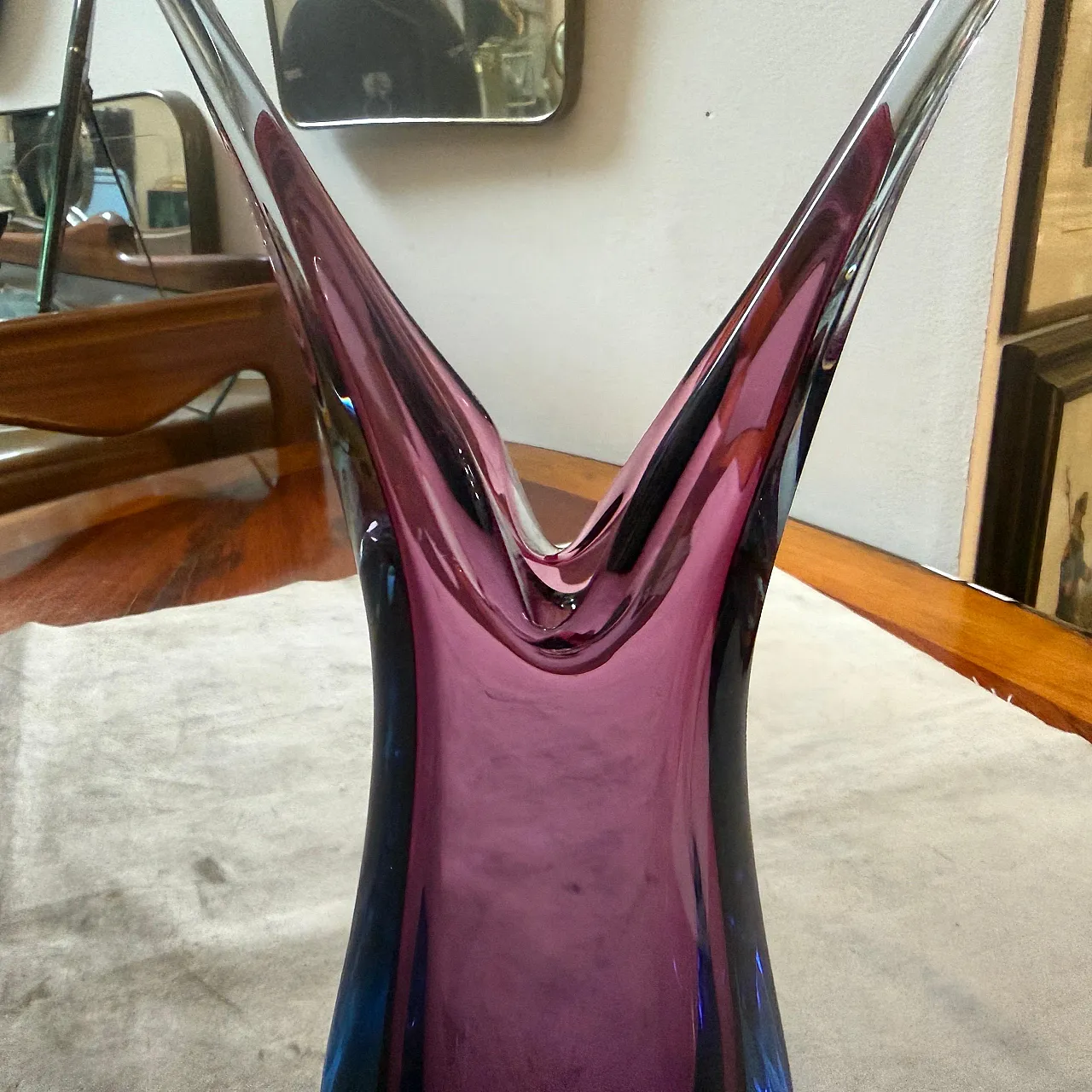 Purple and blue Sommerso Murano glass vase by Flavio Poli, 1970s 10