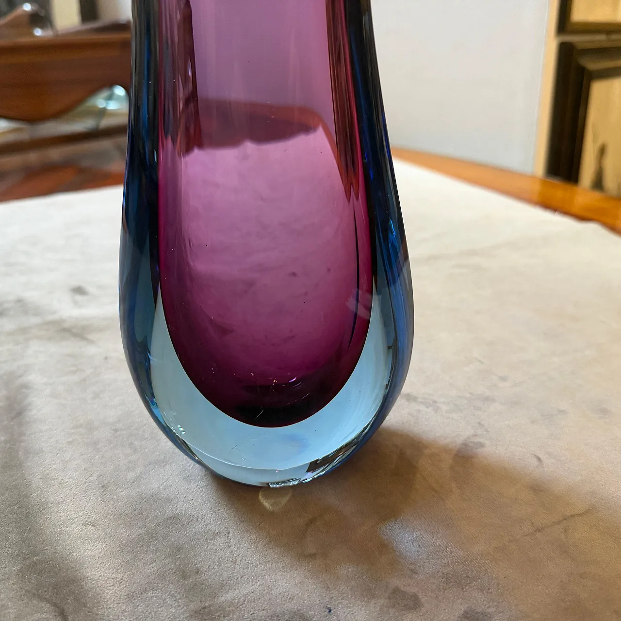 Purple and blue Sommerso Murano glass vase by Flavio Poli, 1970s 11
