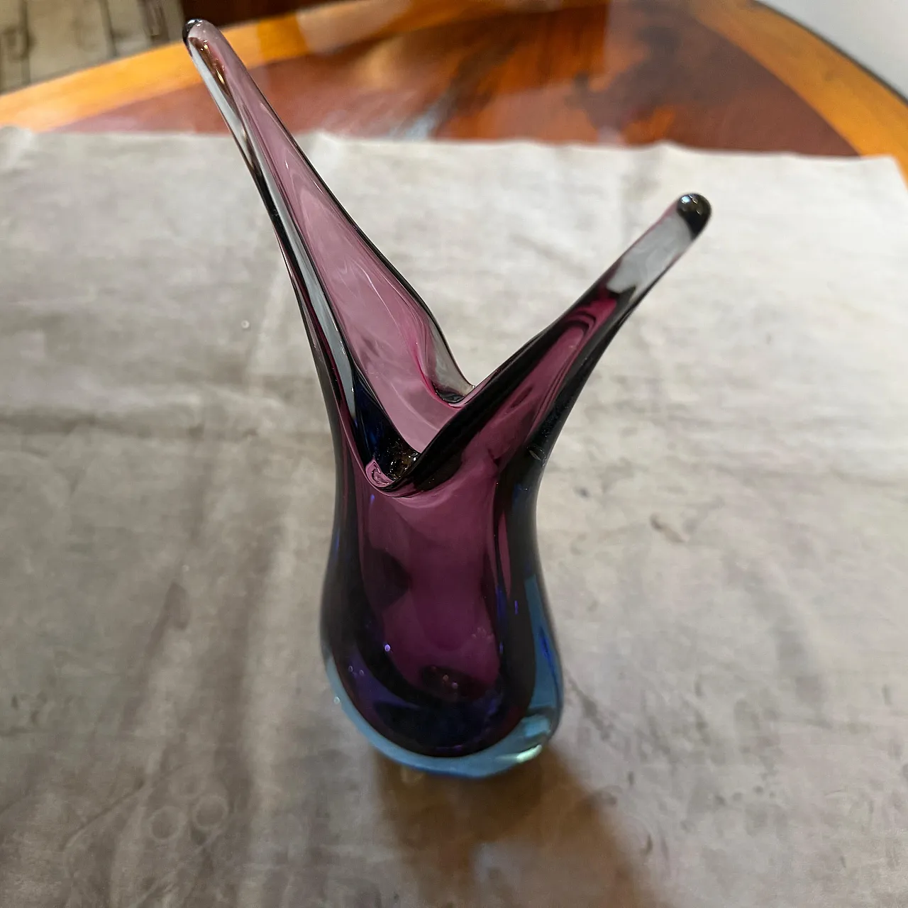 Purple and blue Sommerso Murano glass vase by Flavio Poli, 1970s 12