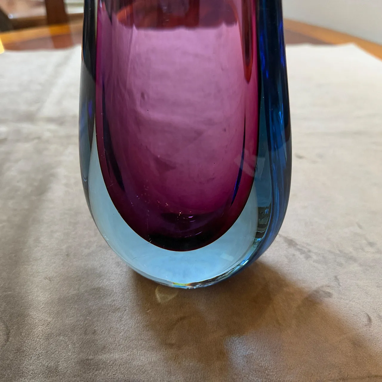 Purple and blue Sommerso Murano glass vase by Flavio Poli, 1970s 13