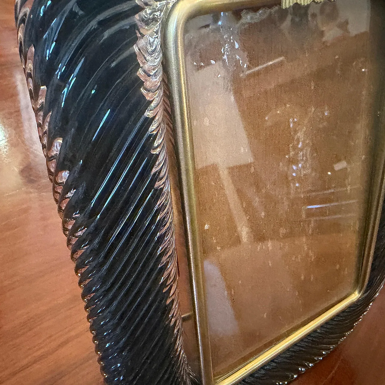 Barovier style in Murano glass and brass picture frame, 1990s 7