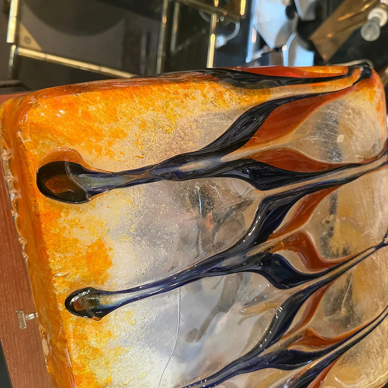 Plafoniera arancione e blu di Nason per Mazzega, anni '60 9