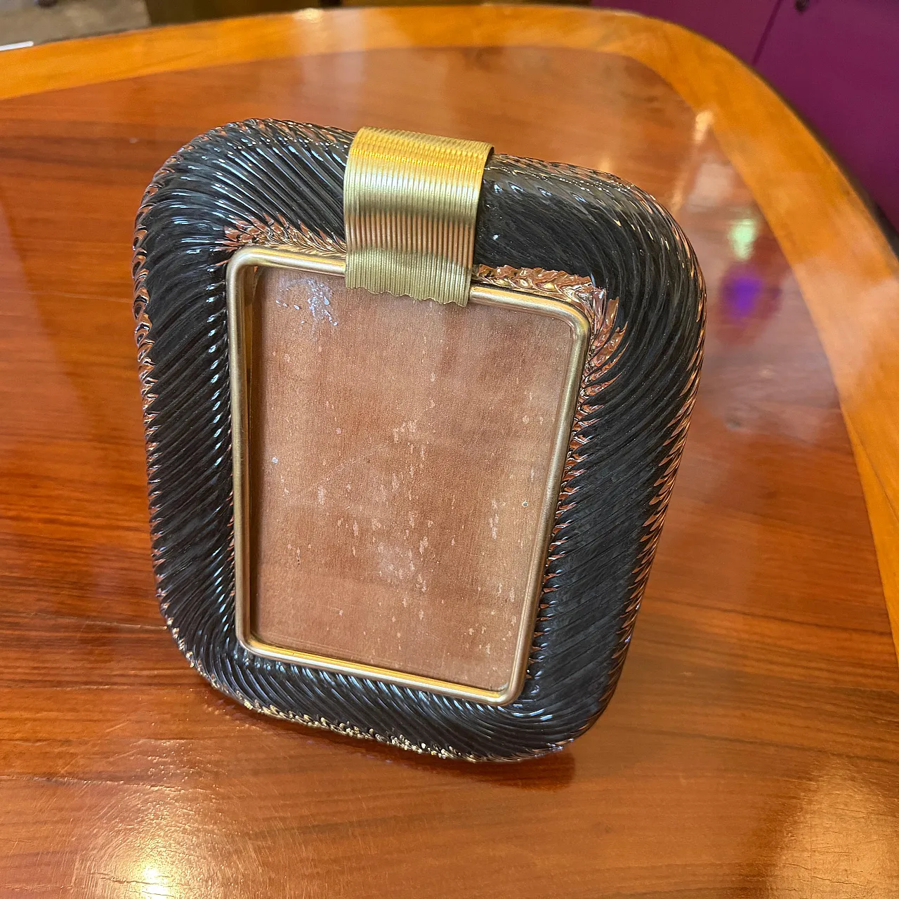 Barovier style in Murano glass and brass picture frame, 1990s 11