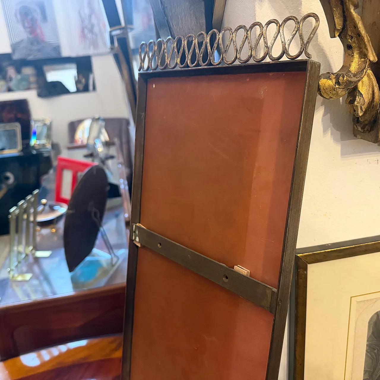 Specchio da parete in ottone Mid-Century in stile Gio Ponti, anni '50 5