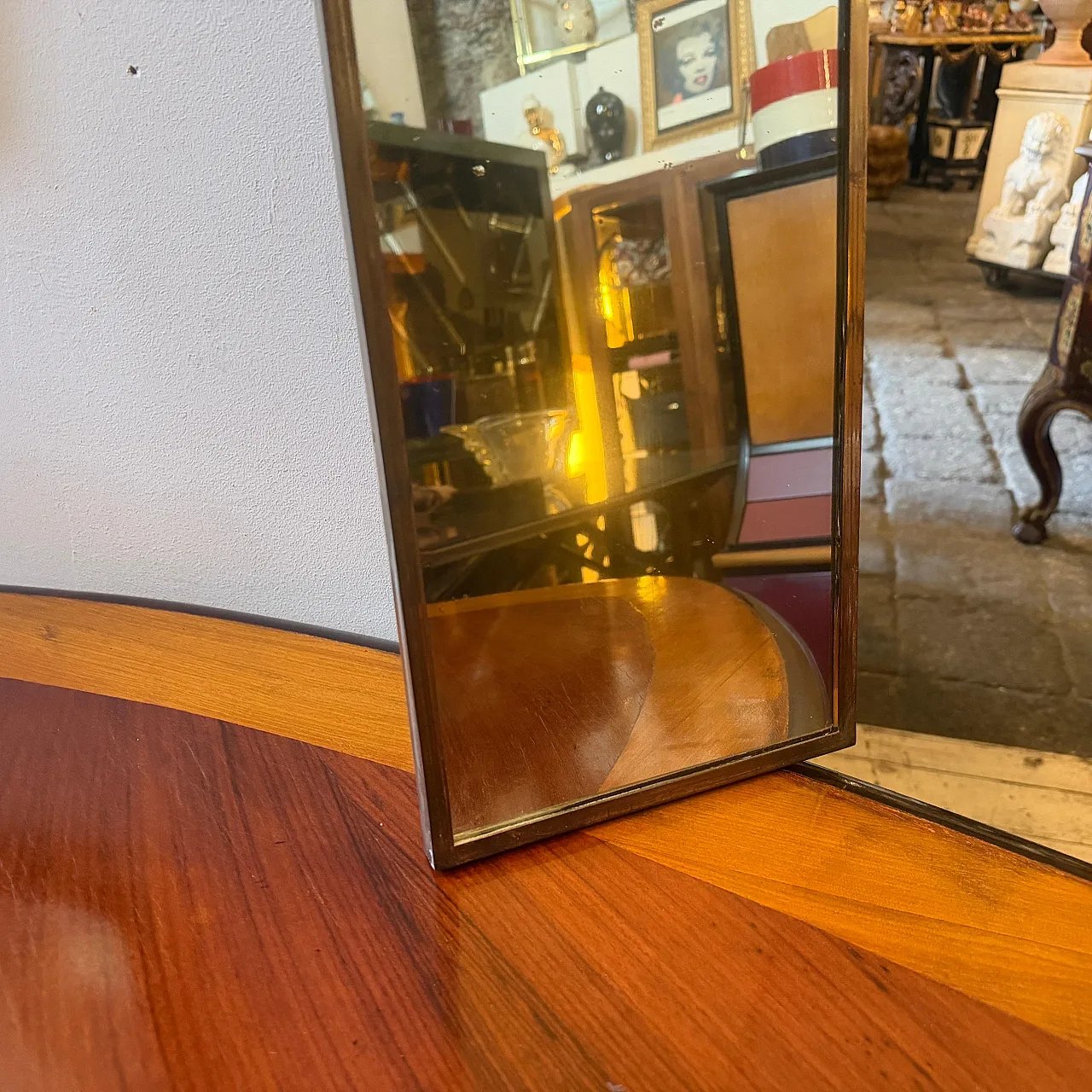 Specchio da parete in ottone Mid-Century in stile Gio Ponti, anni '50 8