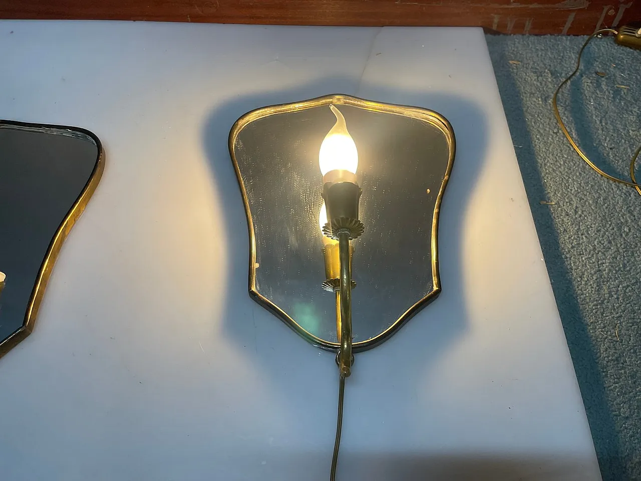 Pair of Art Deco Mirror Sconces by Gio Ponti, Italy, 1950s 3
