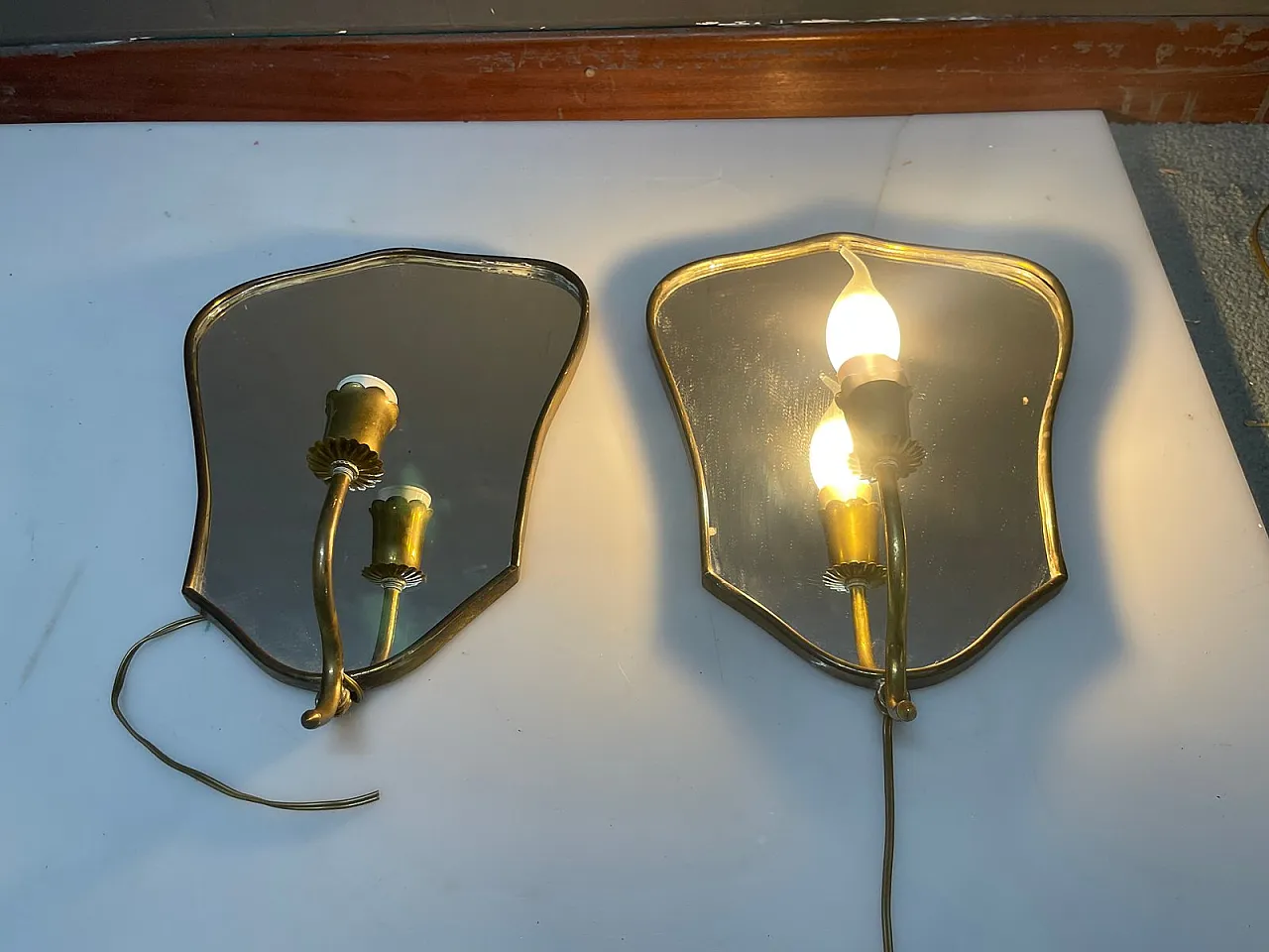 Pair of Art Deco Mirror Sconces by Gio Ponti, Italy, 1950s 4