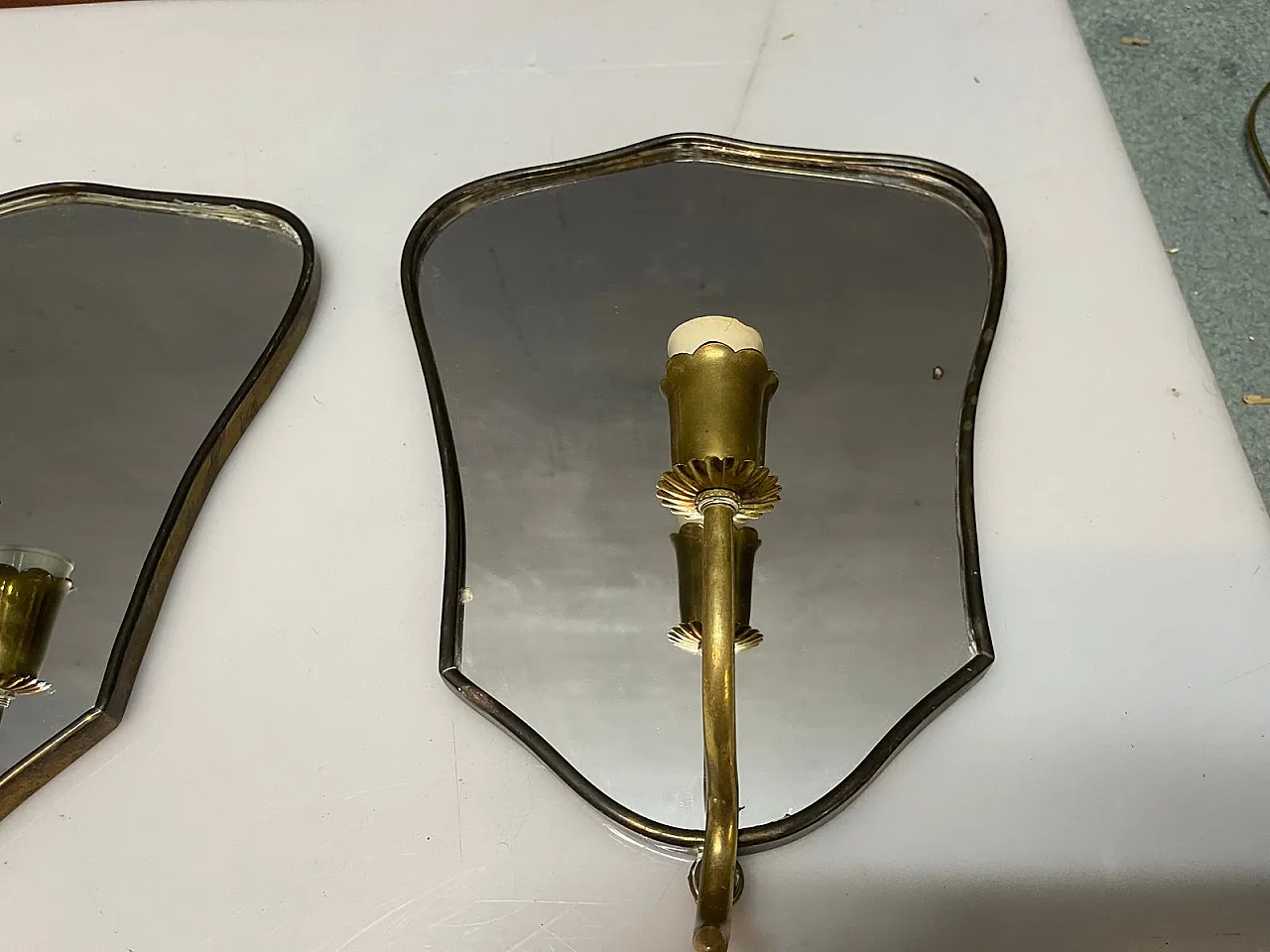 Pair of Art Deco Mirror Sconces by Gio Ponti, Italy, 1950s 10