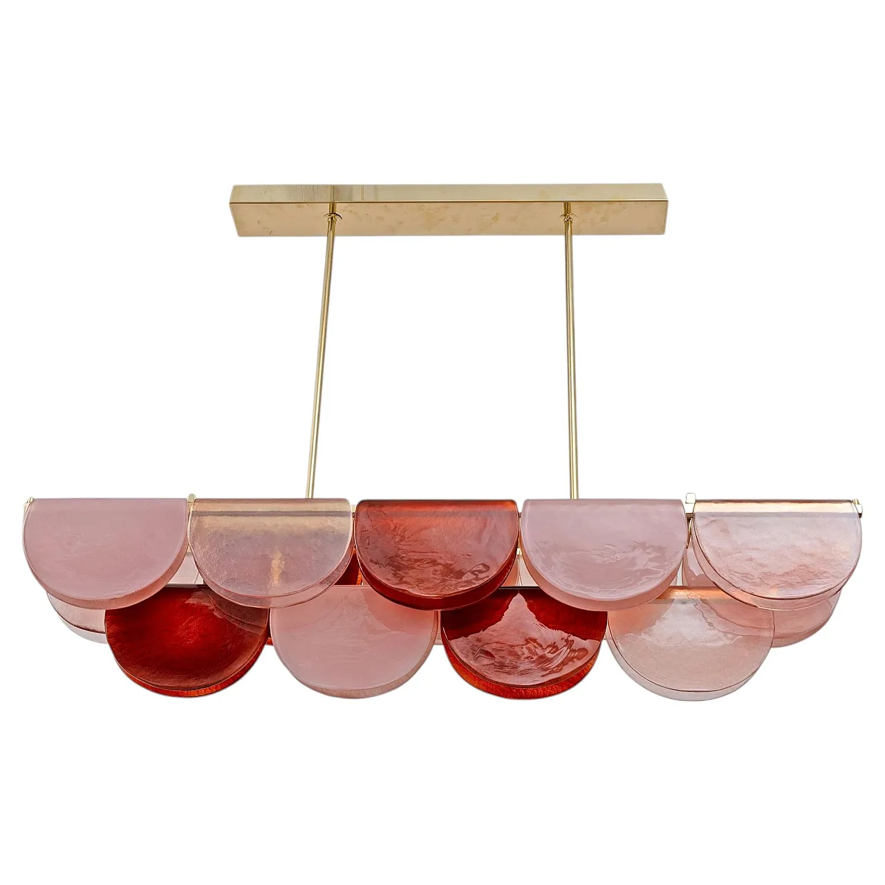 Murano glass and brass modular linear chandelier, 20th century 1