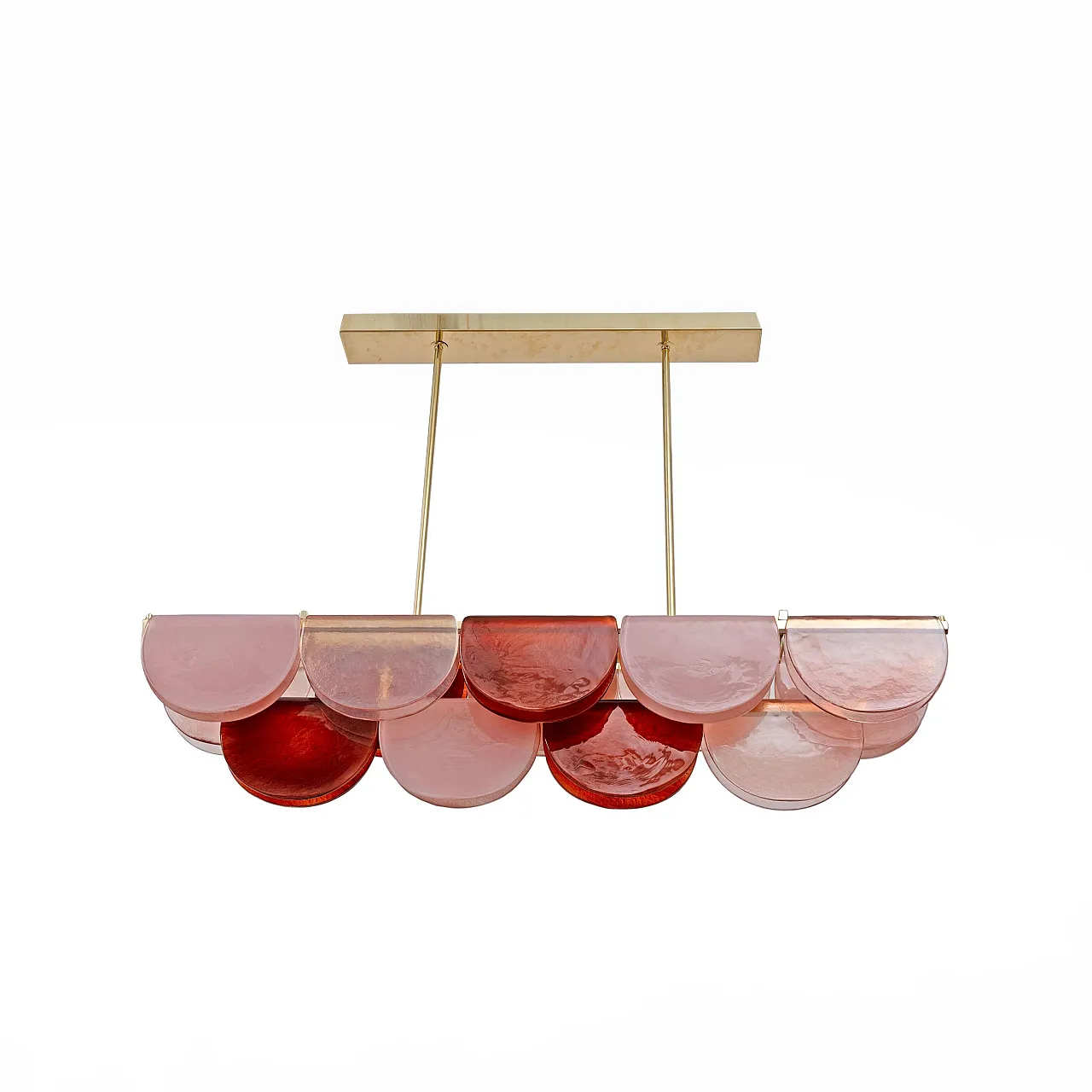 Murano glass and brass modular linear chandelier, 20th century 2