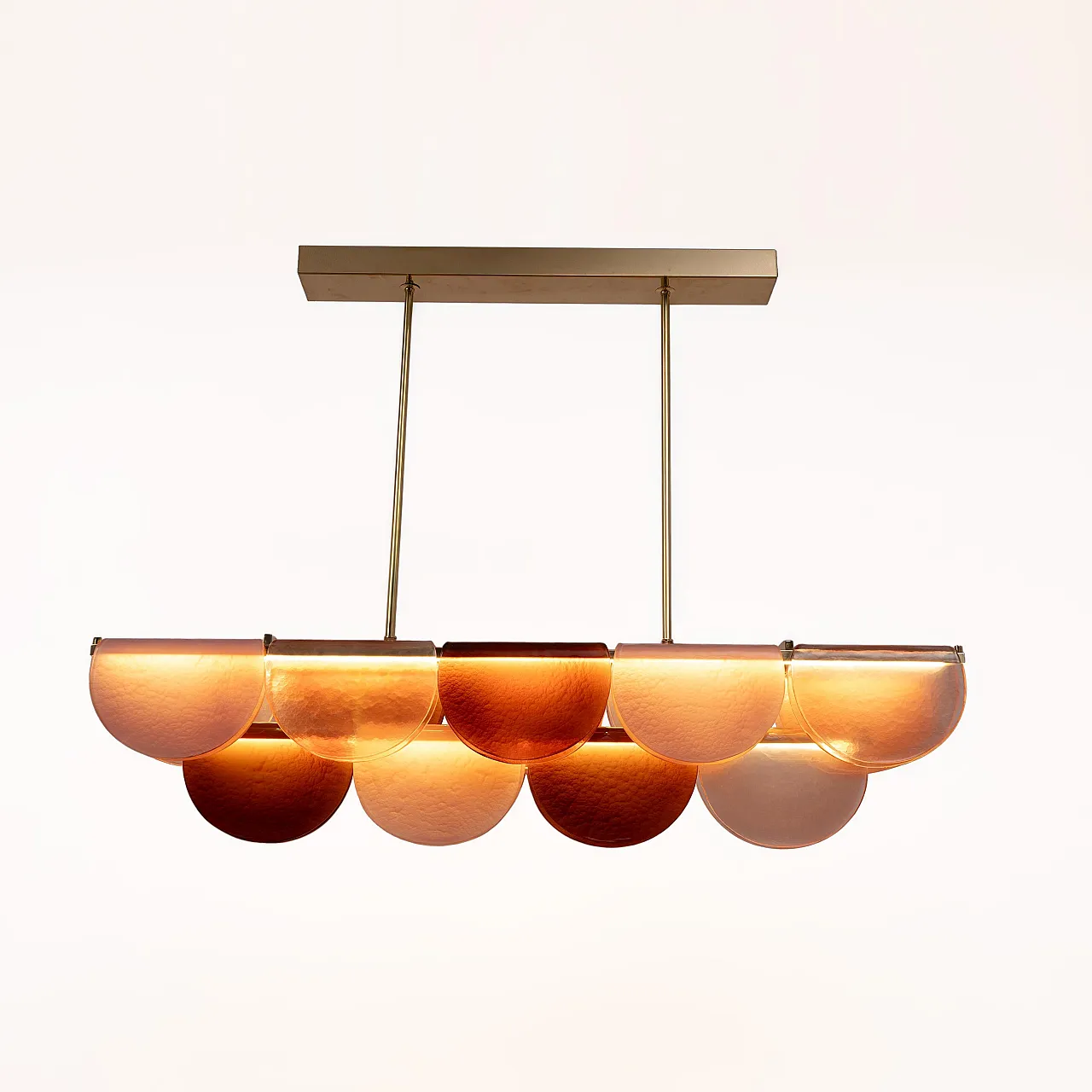 Murano glass and brass modular linear chandelier, 20th century 3