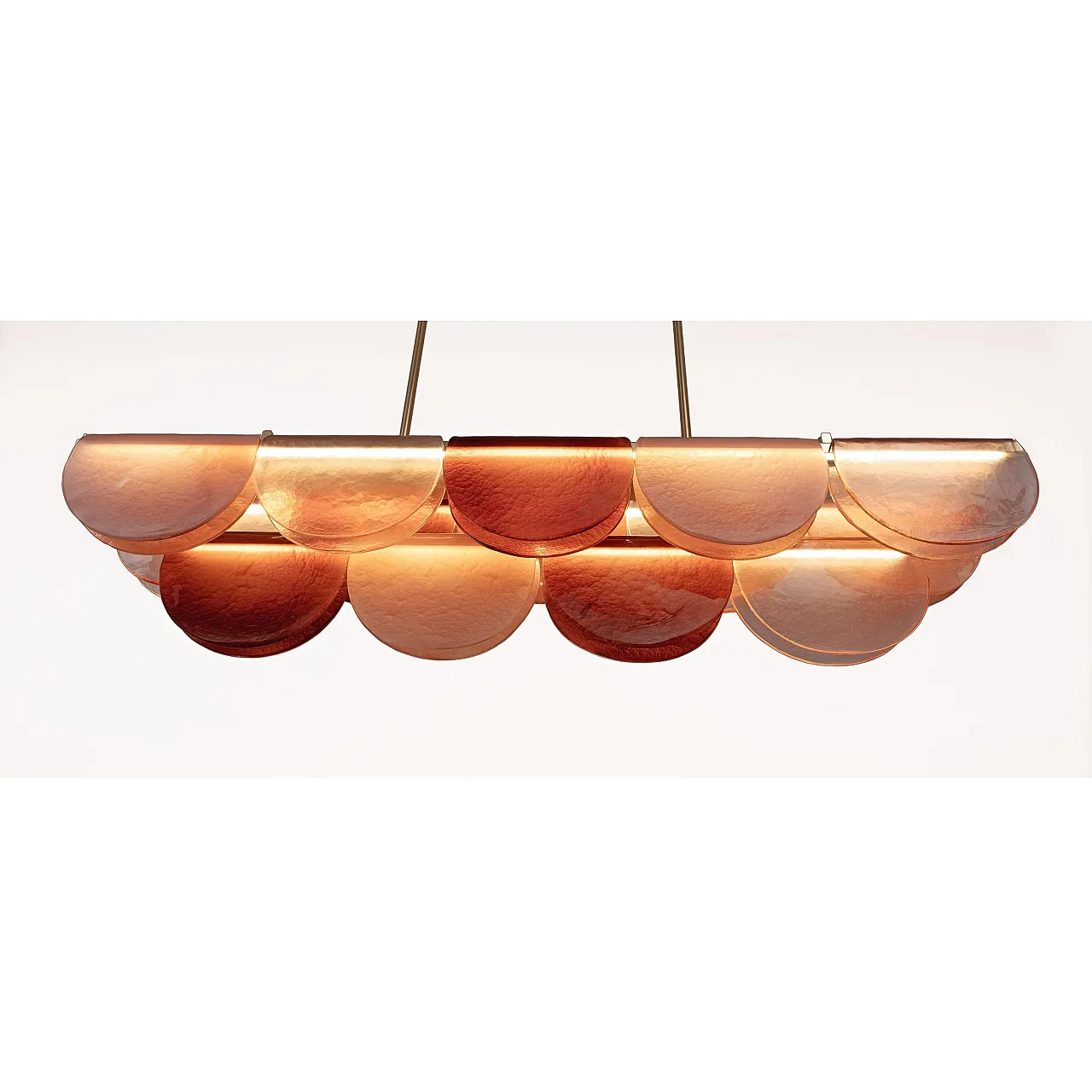 Murano glass and brass modular linear chandelier, 20th century 5