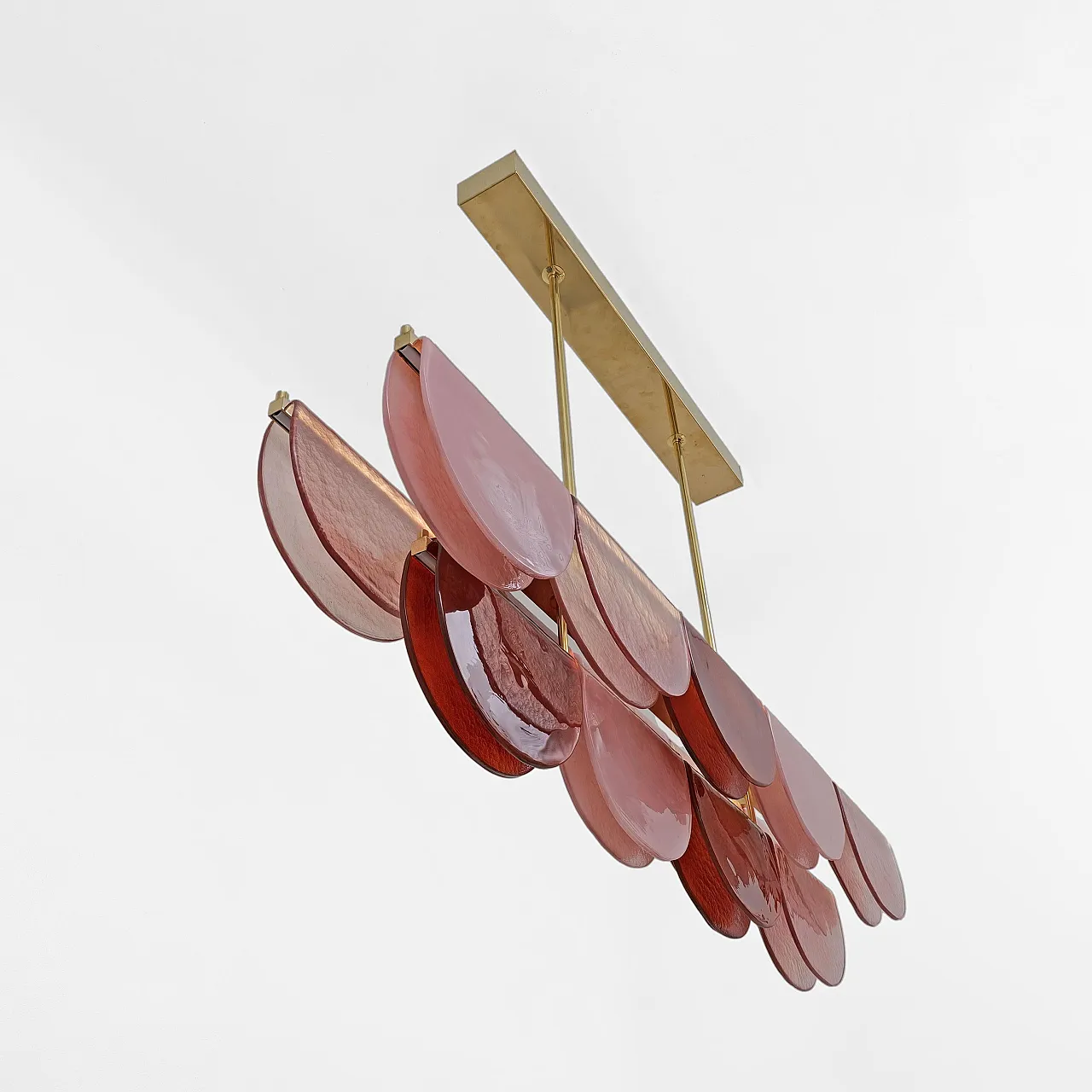 Murano glass and brass modular linear chandelier, 20th century 6