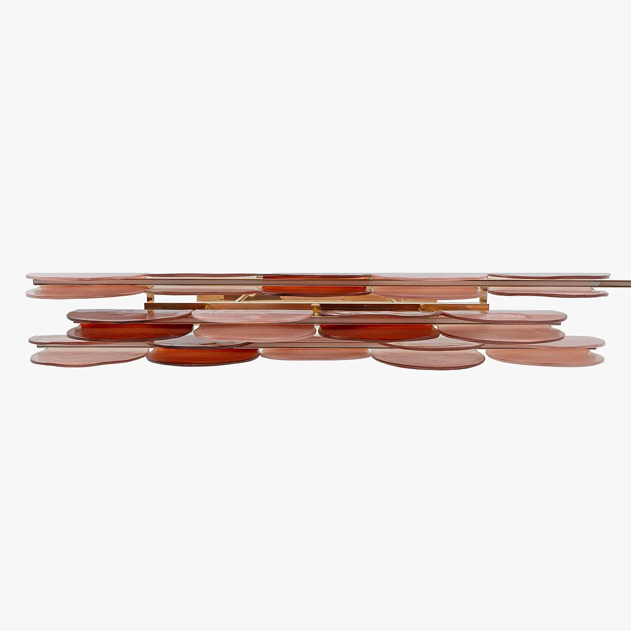 Murano glass and brass modular linear chandelier, 20th century 7