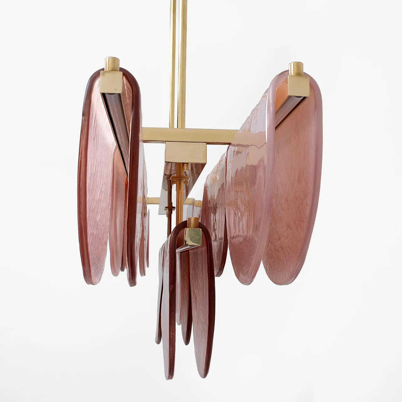 Murano glass and brass modular linear chandelier, 20th century 8