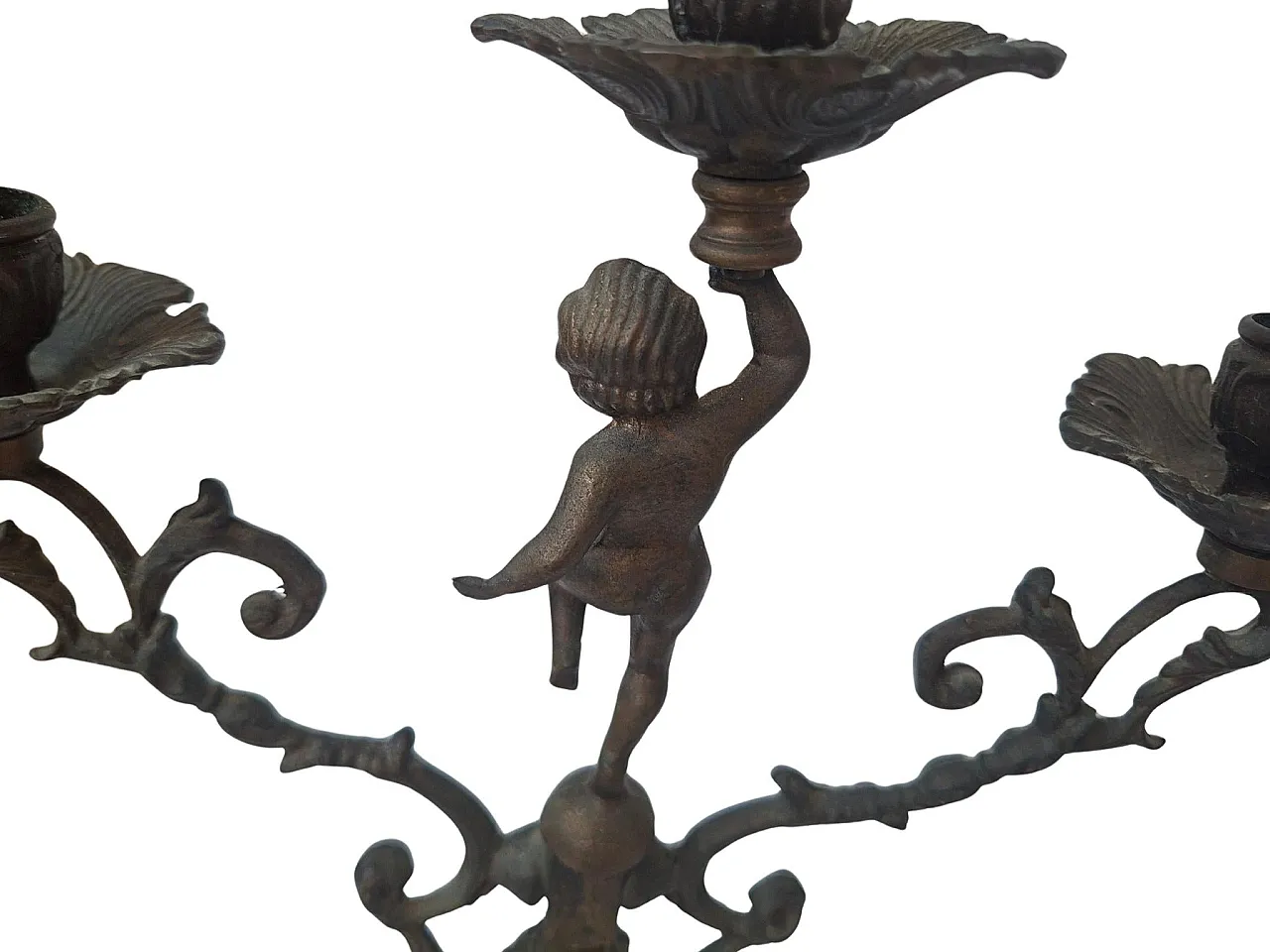 Pair of solid bronze candelabra, late 19th century 3