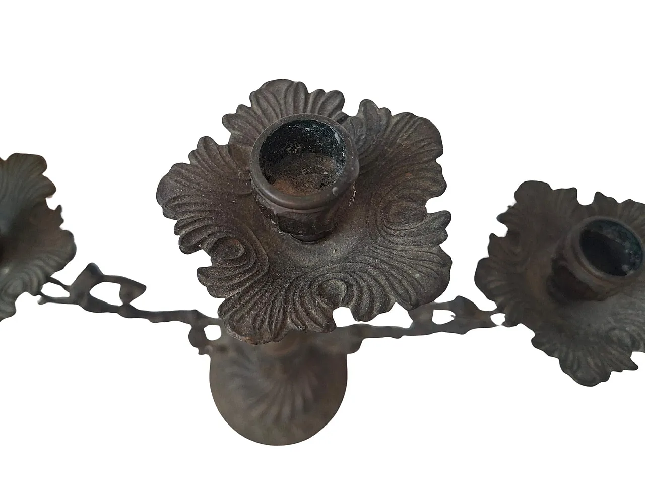 Pair of solid bronze candelabra, late 19th century 5