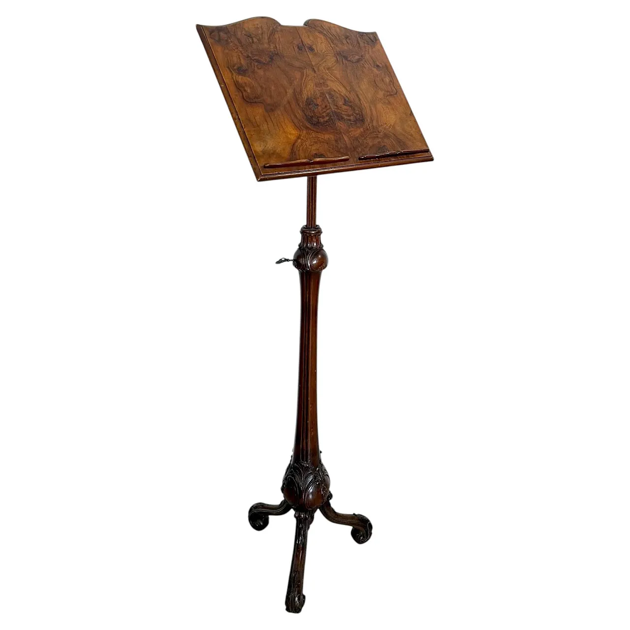 Hand-carved walnut adjustable bookend / music stand, 19th century 1