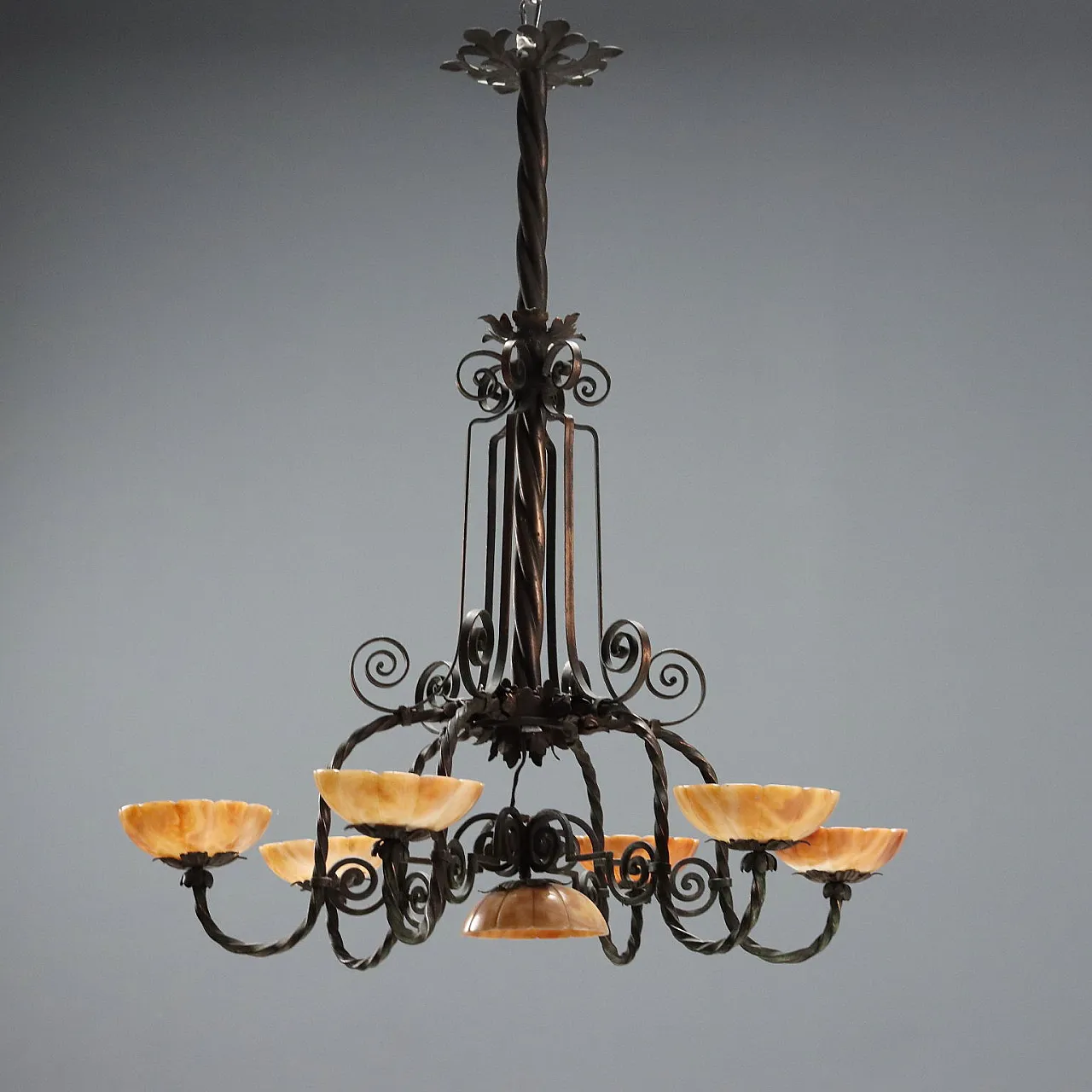 Liberty chandelier in burnished metal, 20th century 1
