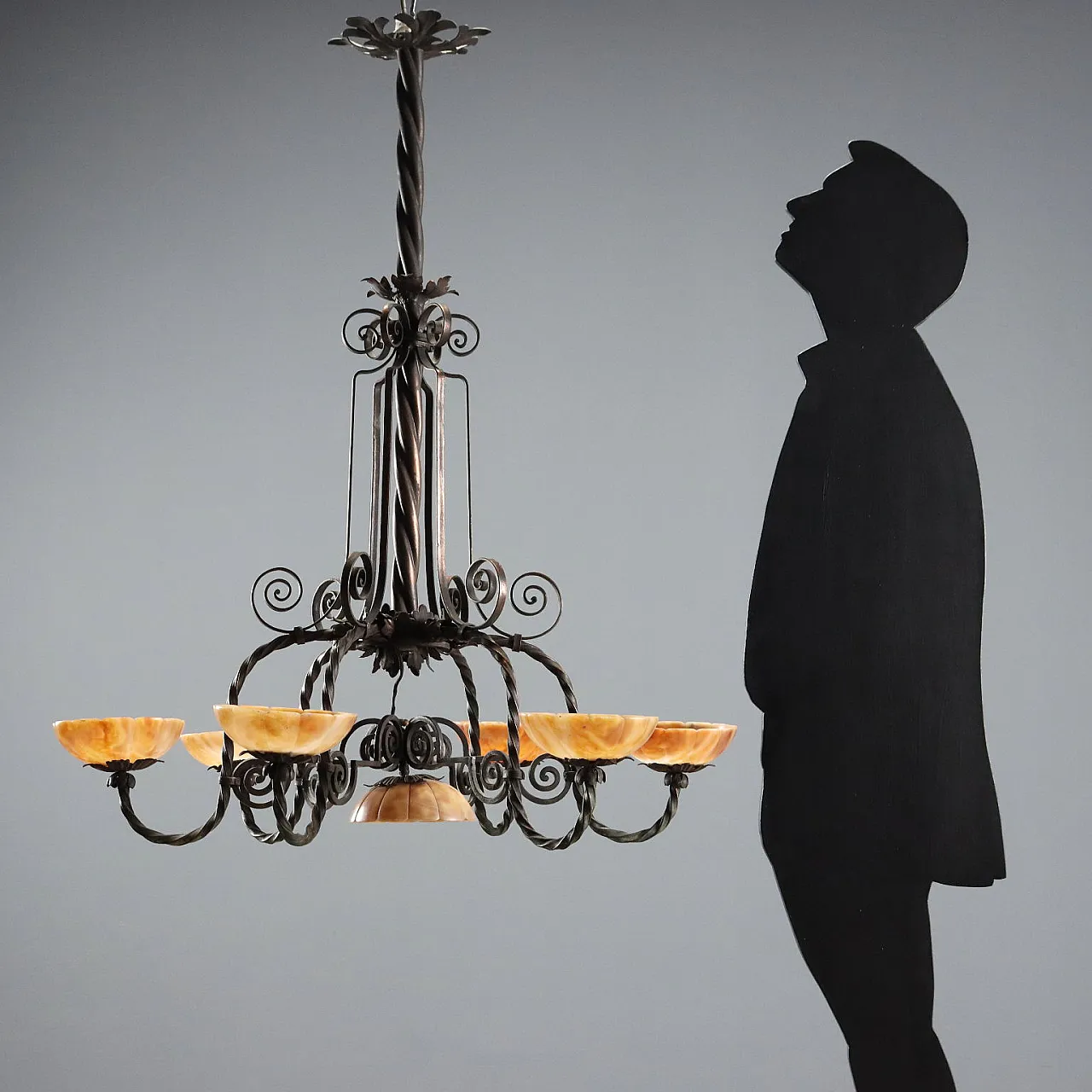Liberty chandelier in burnished metal, 20th century 2