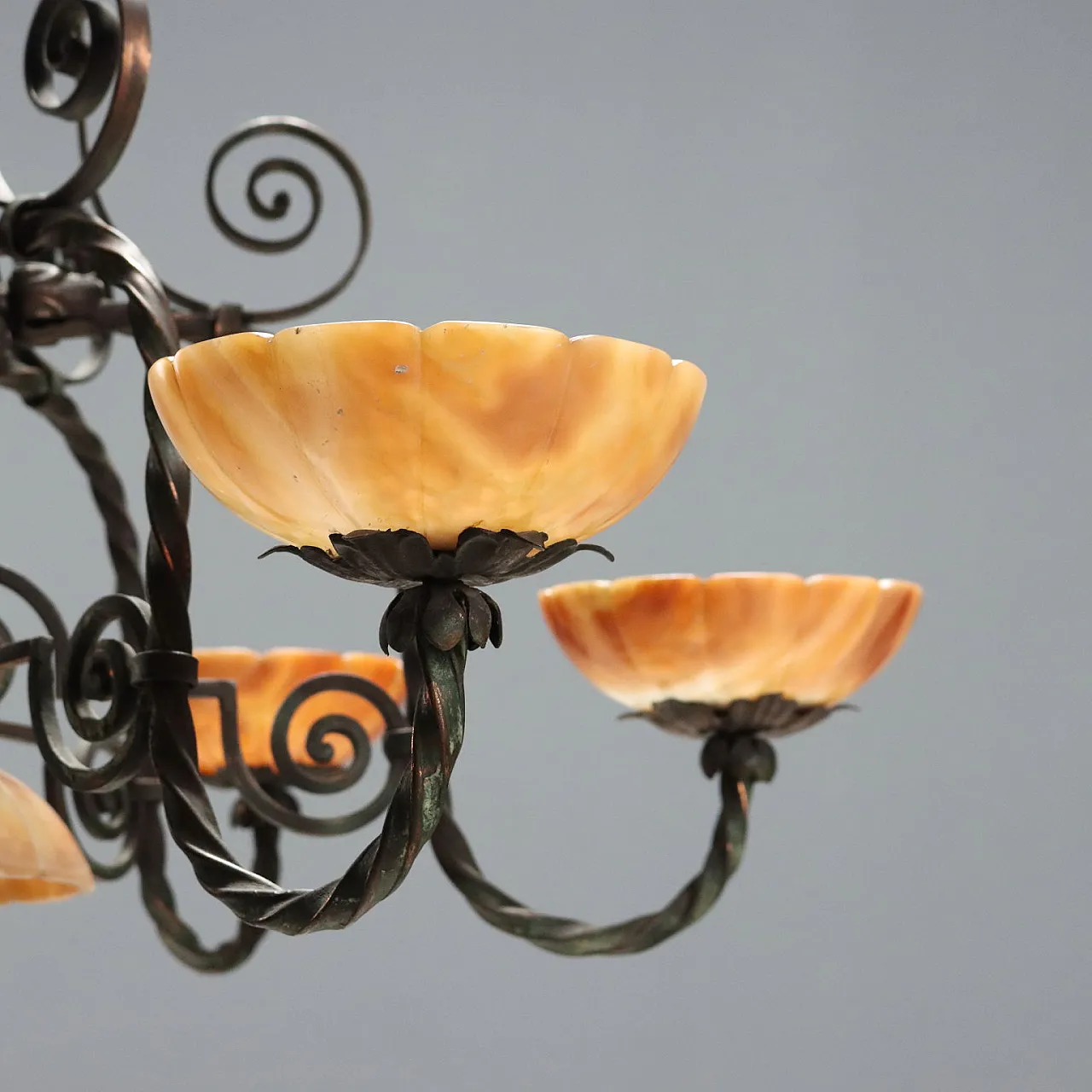 Liberty chandelier in burnished metal, 20th century 4