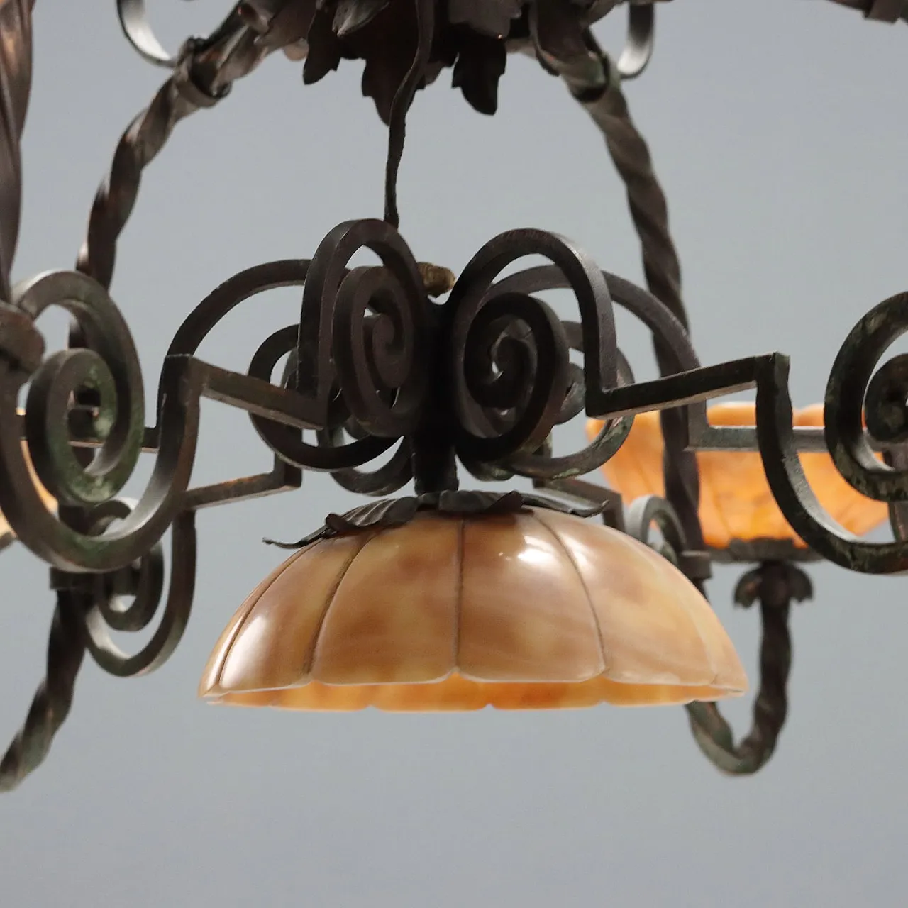 Liberty chandelier in burnished metal, 20th century 7