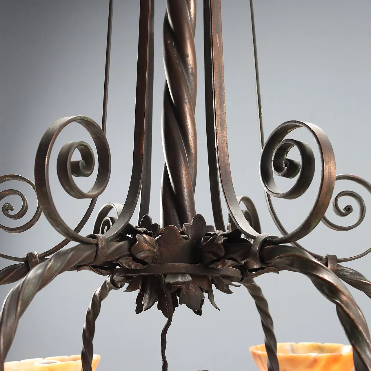 Liberty chandelier in burnished metal, 20th century 8