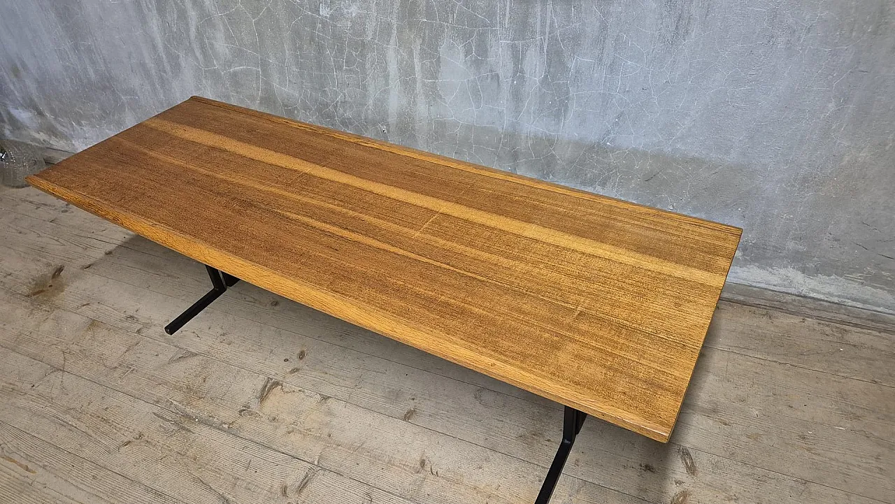Rectangular table with wooden top and black metal base, 1960s 10