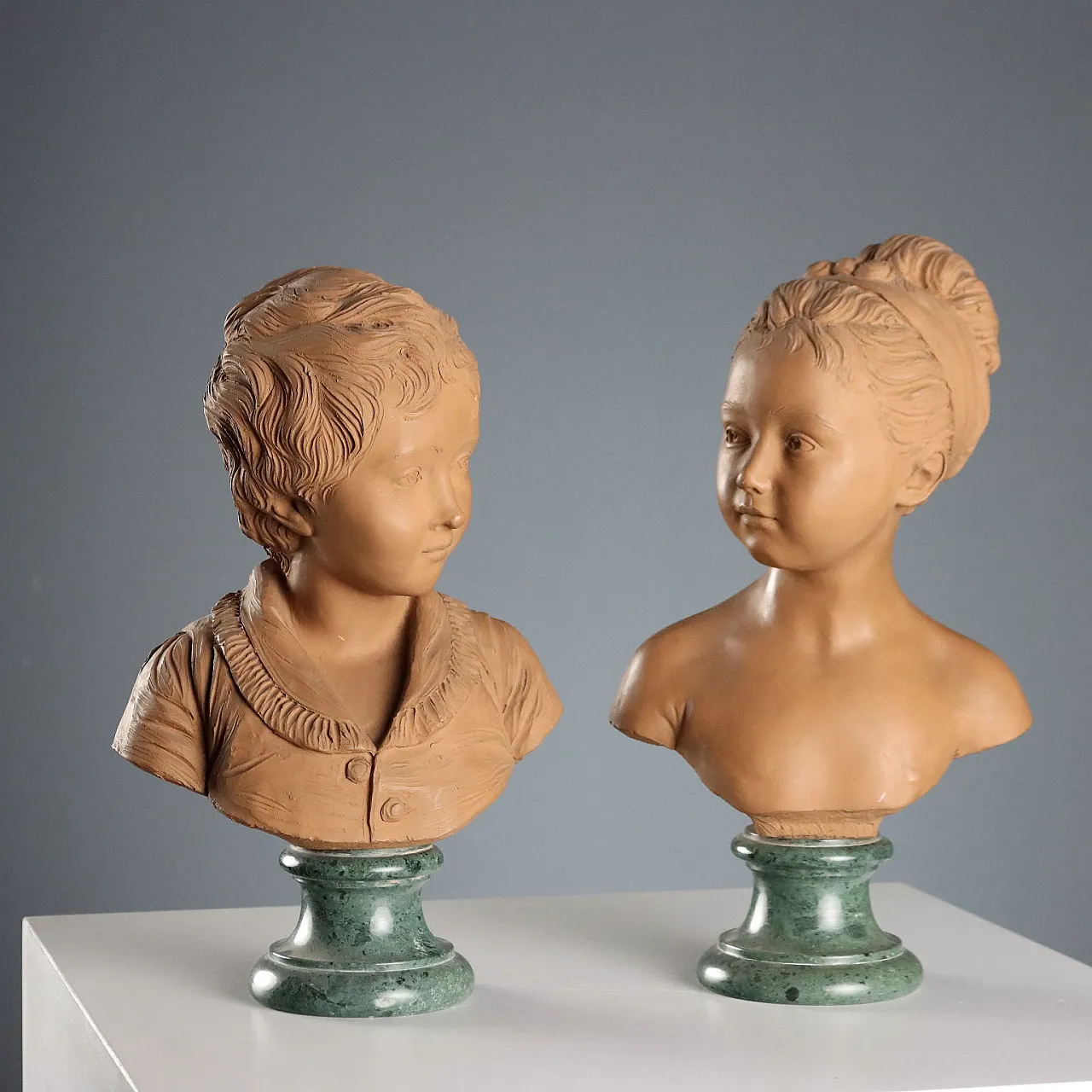 Pair of busts, Jean Antoine Houdon Posthumous copy, 20th century 1