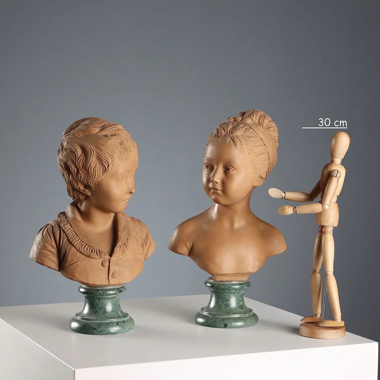 Pair of busts, Jean Antoine Houdon Posthumous copy, 20th century 2