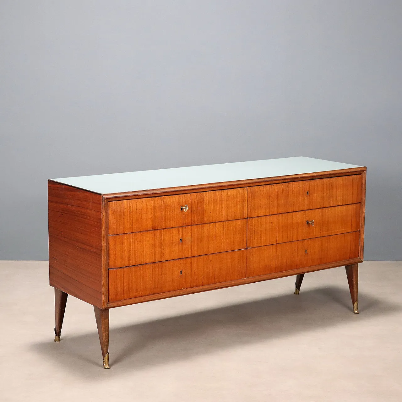 Dresser in teak and glass, mid-20th century 1