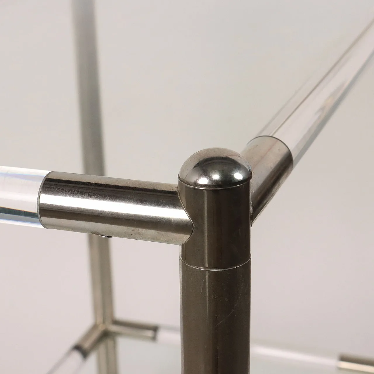 Glass and chrome-plated metal serving trolley, 1980s 4