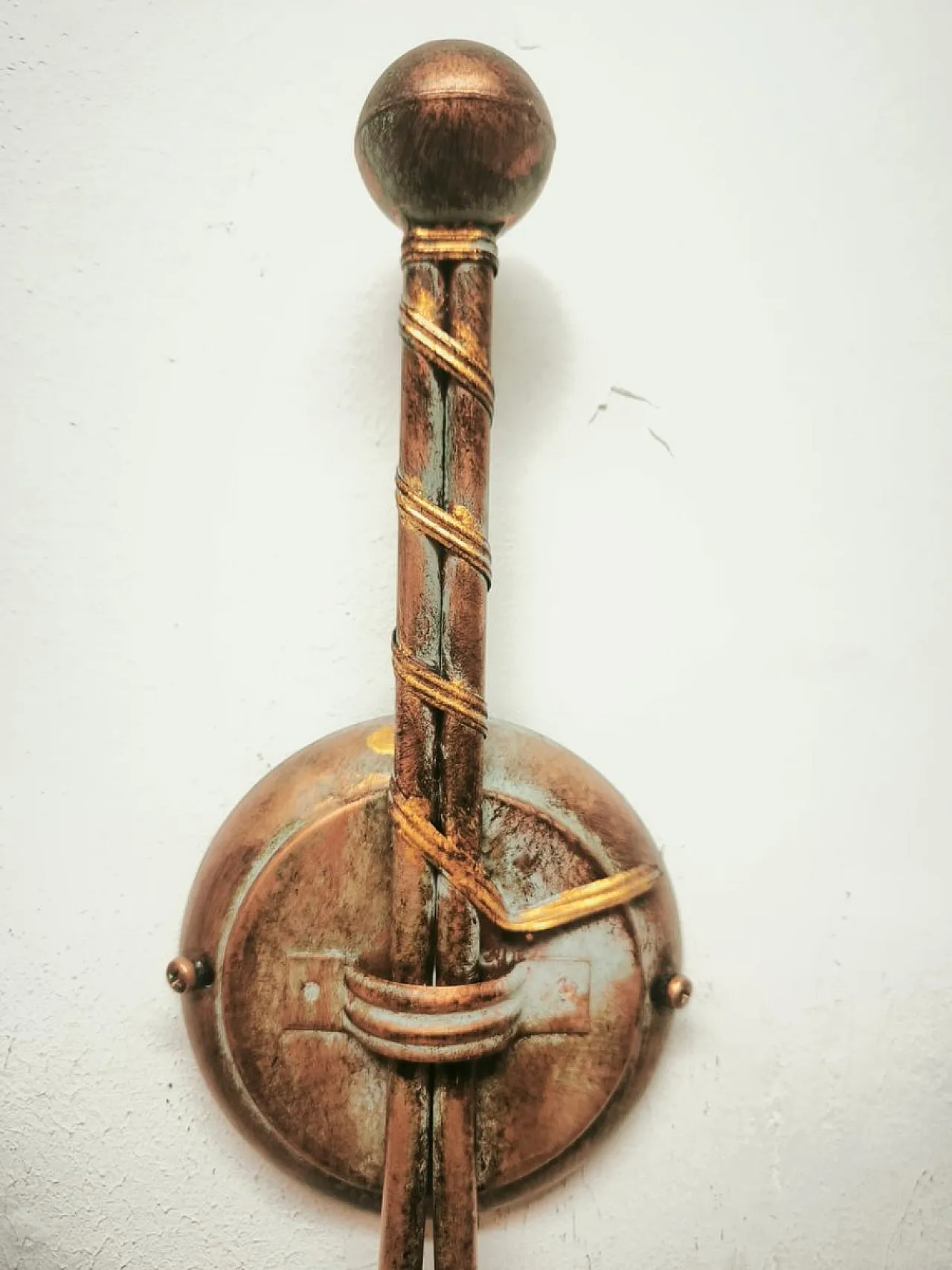 Two-light wall lamp with Murano glass, 1980s 3