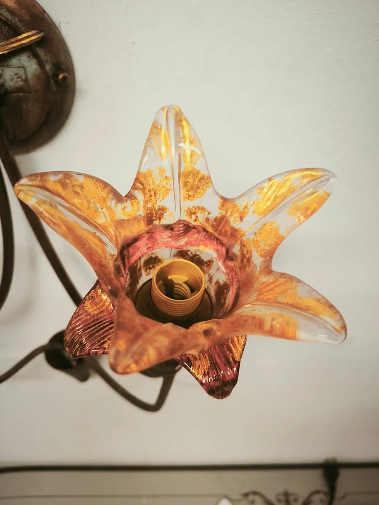 Two-light wall lamp with Murano glass, 1980s 6
