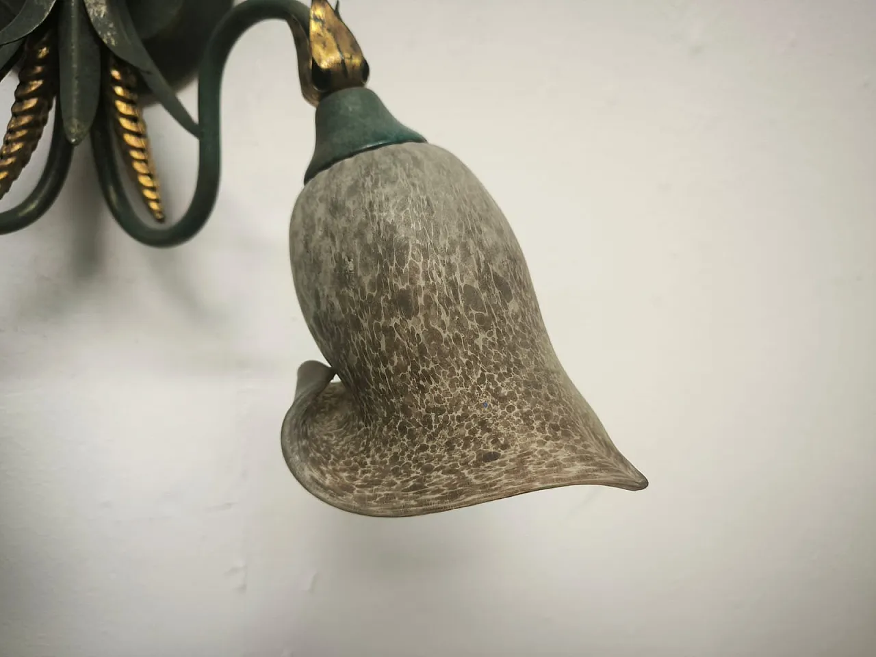 Two-Light wheat ear wall lamp with Murano glass, 1980s 2