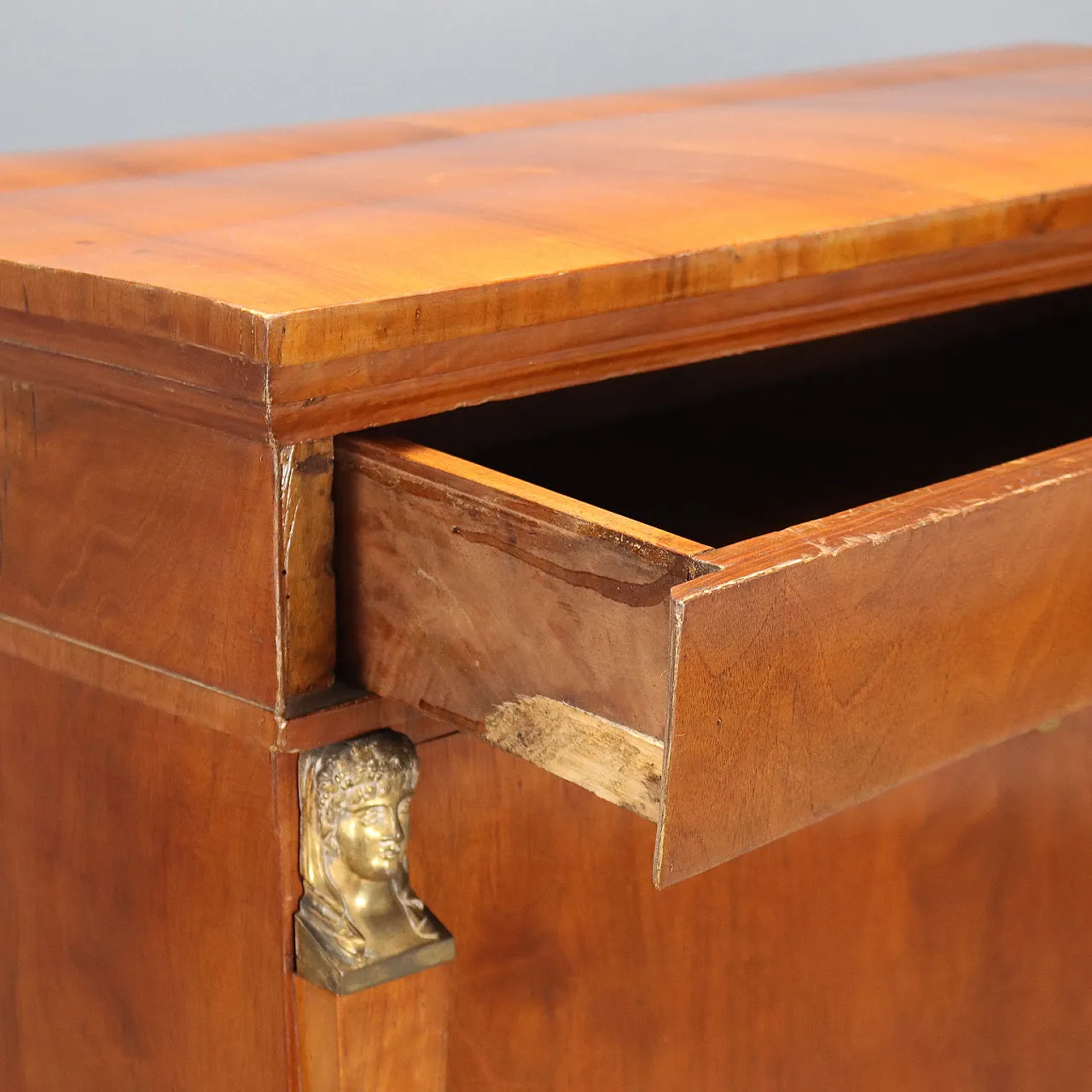 Empire secretaire in walnut and walnut feather, 19th century 6