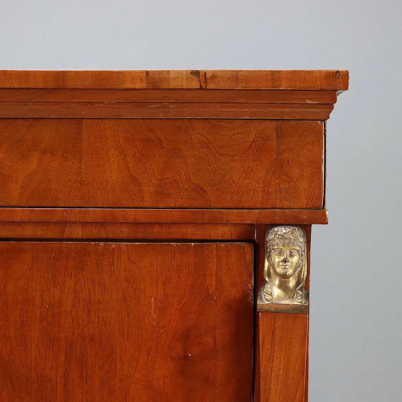 Empire secretaire in walnut and walnut feather, 19th century 7