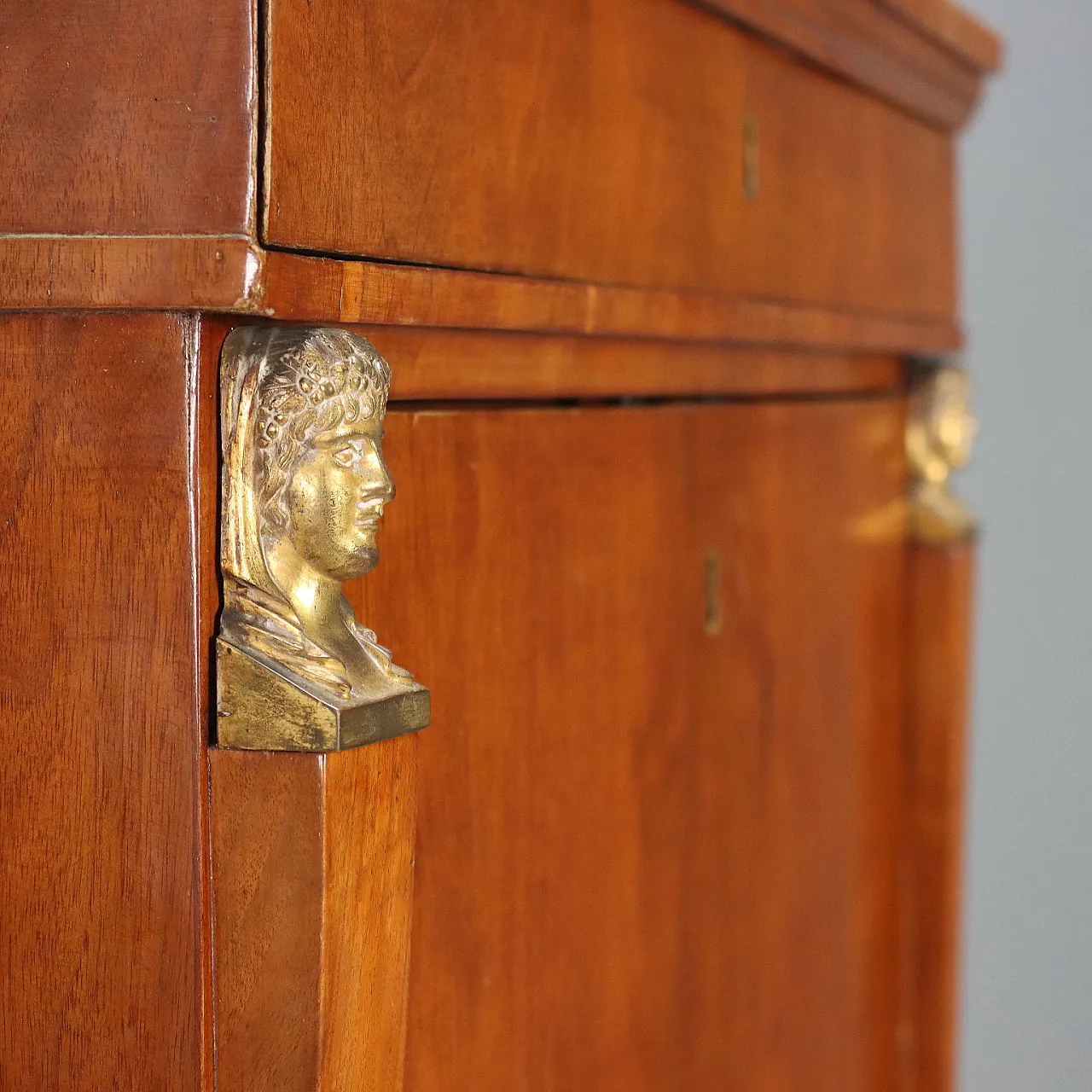 Empire secretaire in walnut and walnut feather, 19th century 10