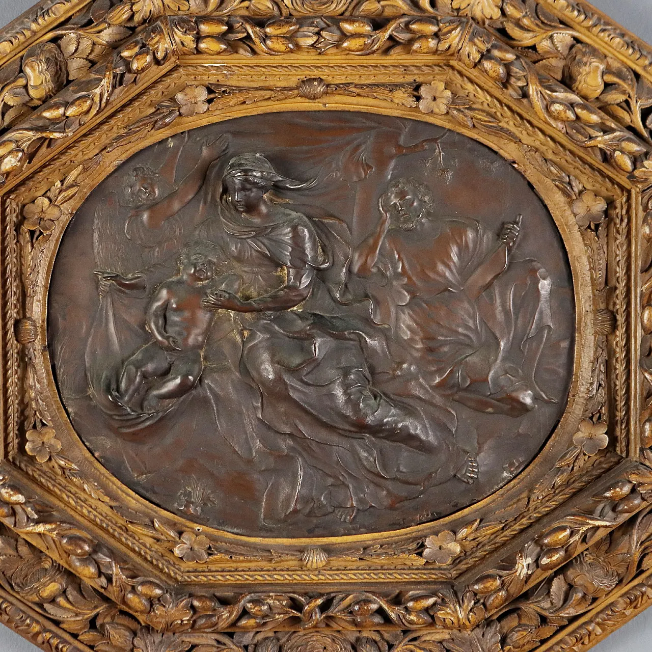 Rest during the Flight into Egypt embossed copper plate, 19th century 3