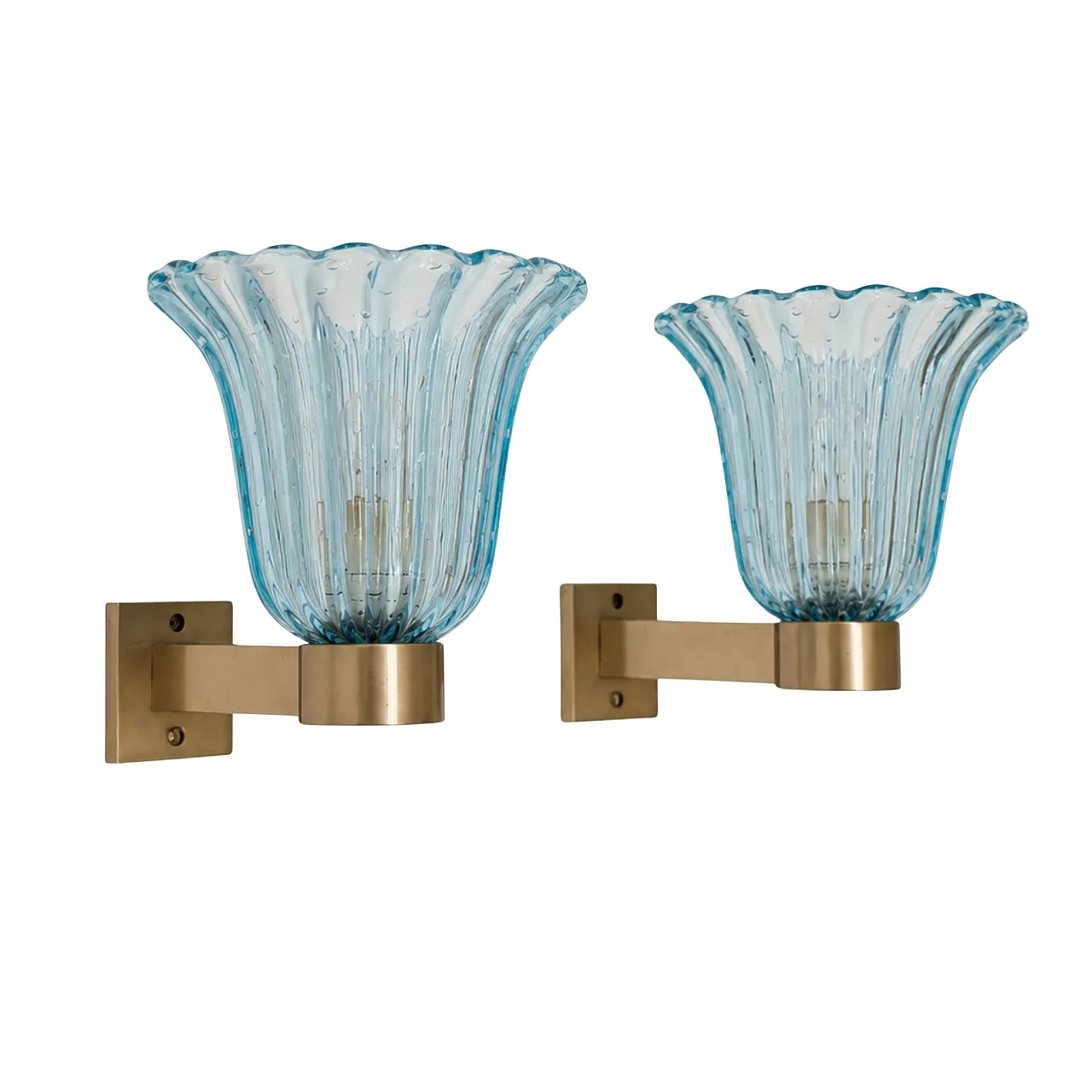 Appliques in vetro di Murano blu attribuite Barovier & Toso, anni '50 1