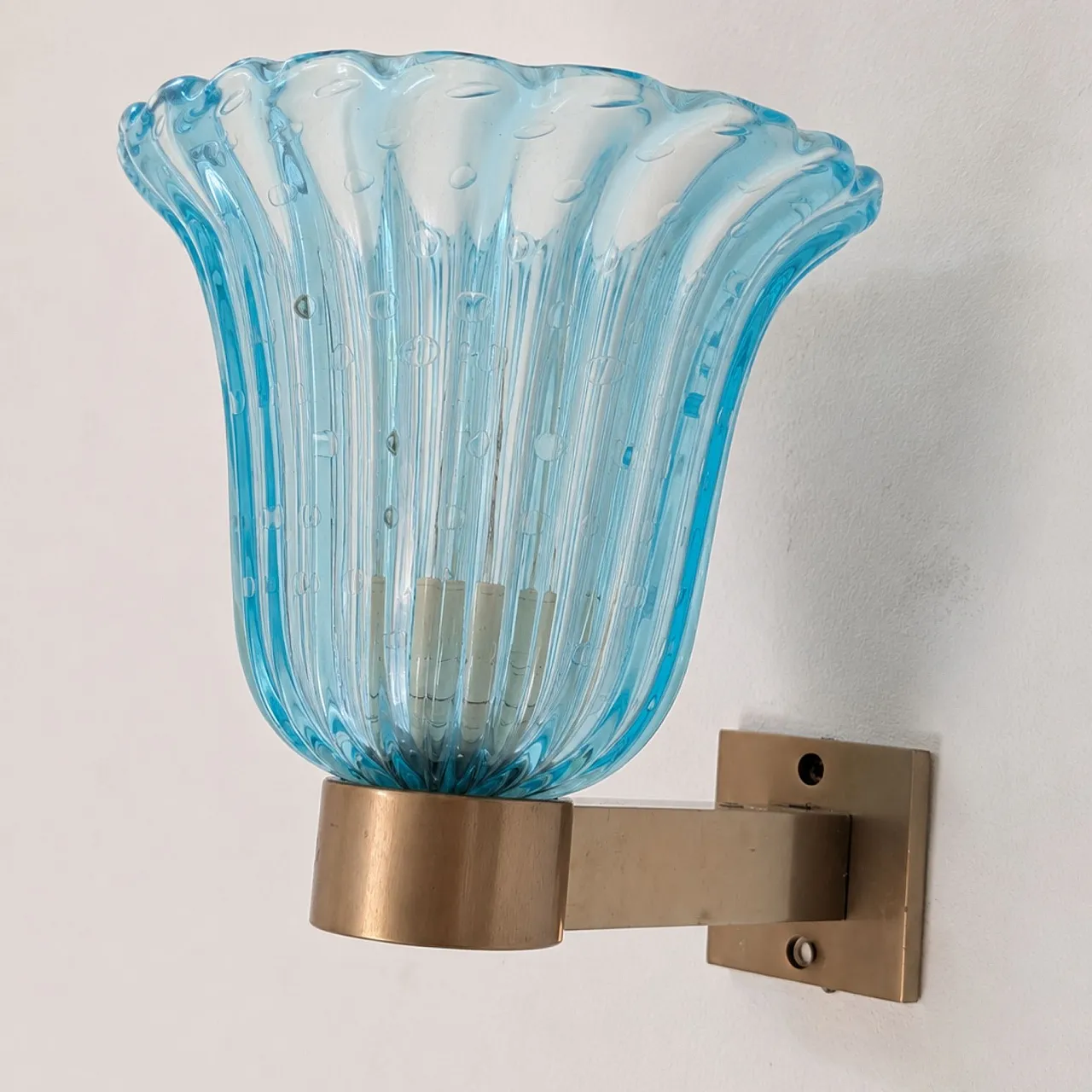 Appliques in vetro di Murano blu attribuite Barovier & Toso, anni '50 3