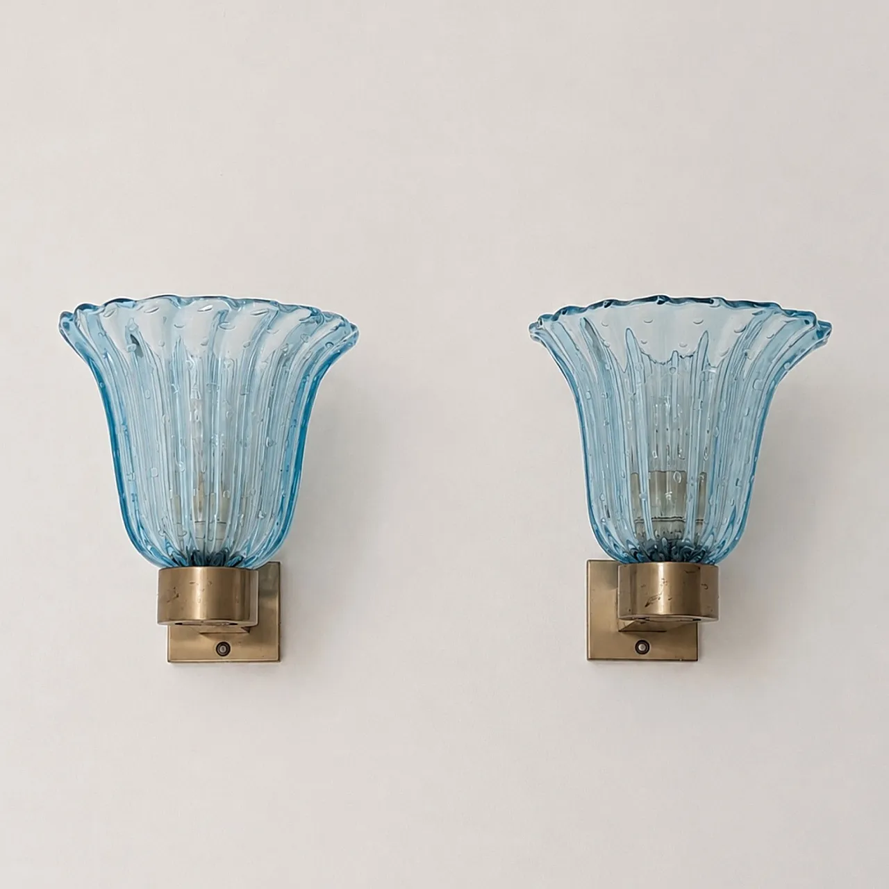 Appliques in vetro di Murano blu attribuite Barovier & Toso, anni '50 6