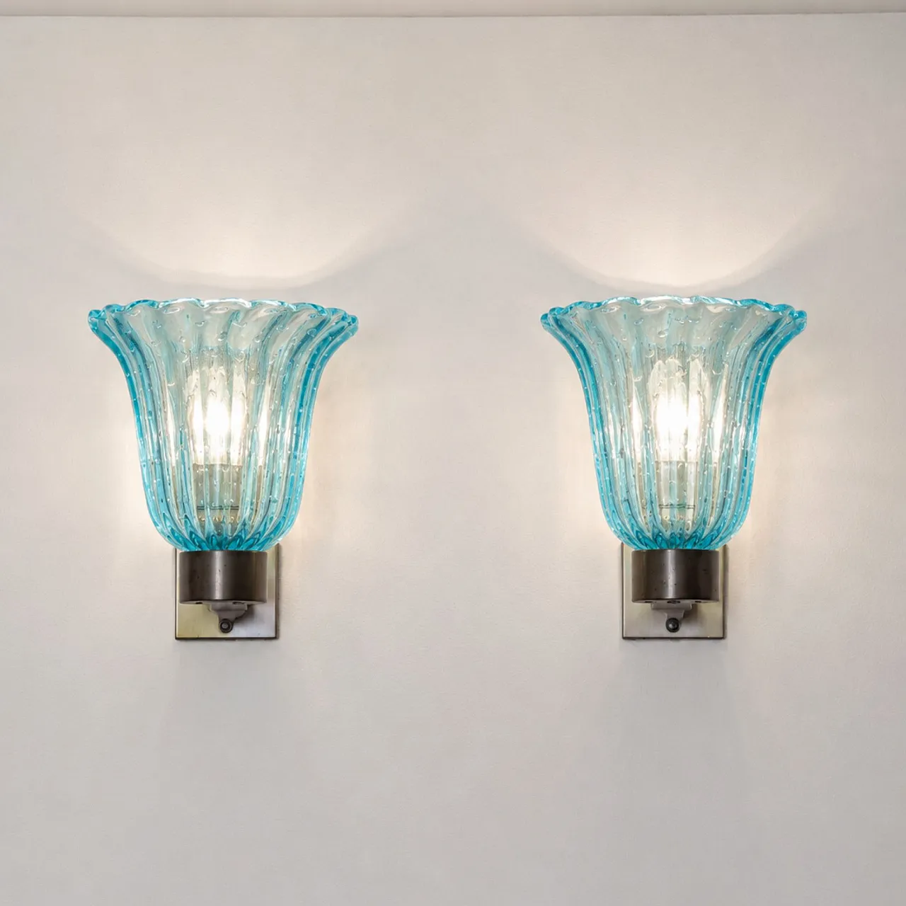 Appliques in vetro di Murano blu attribuite Barovier & Toso, anni '50 8