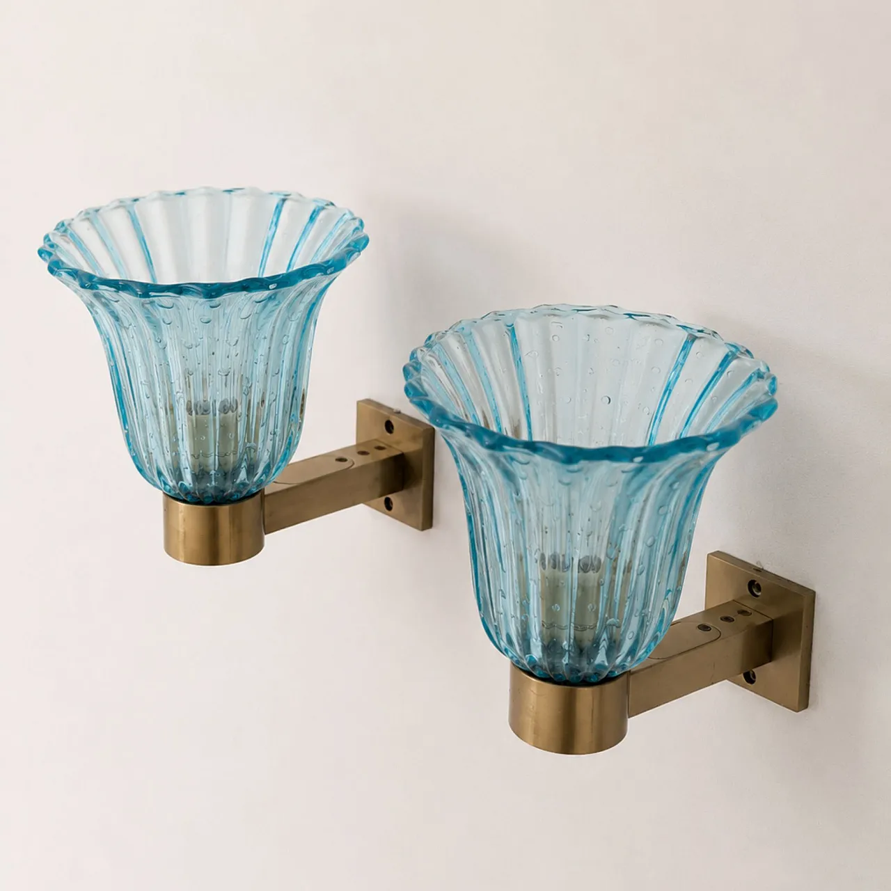 Appliques in vetro di Murano blu attribuite Barovier & Toso, anni '50 10